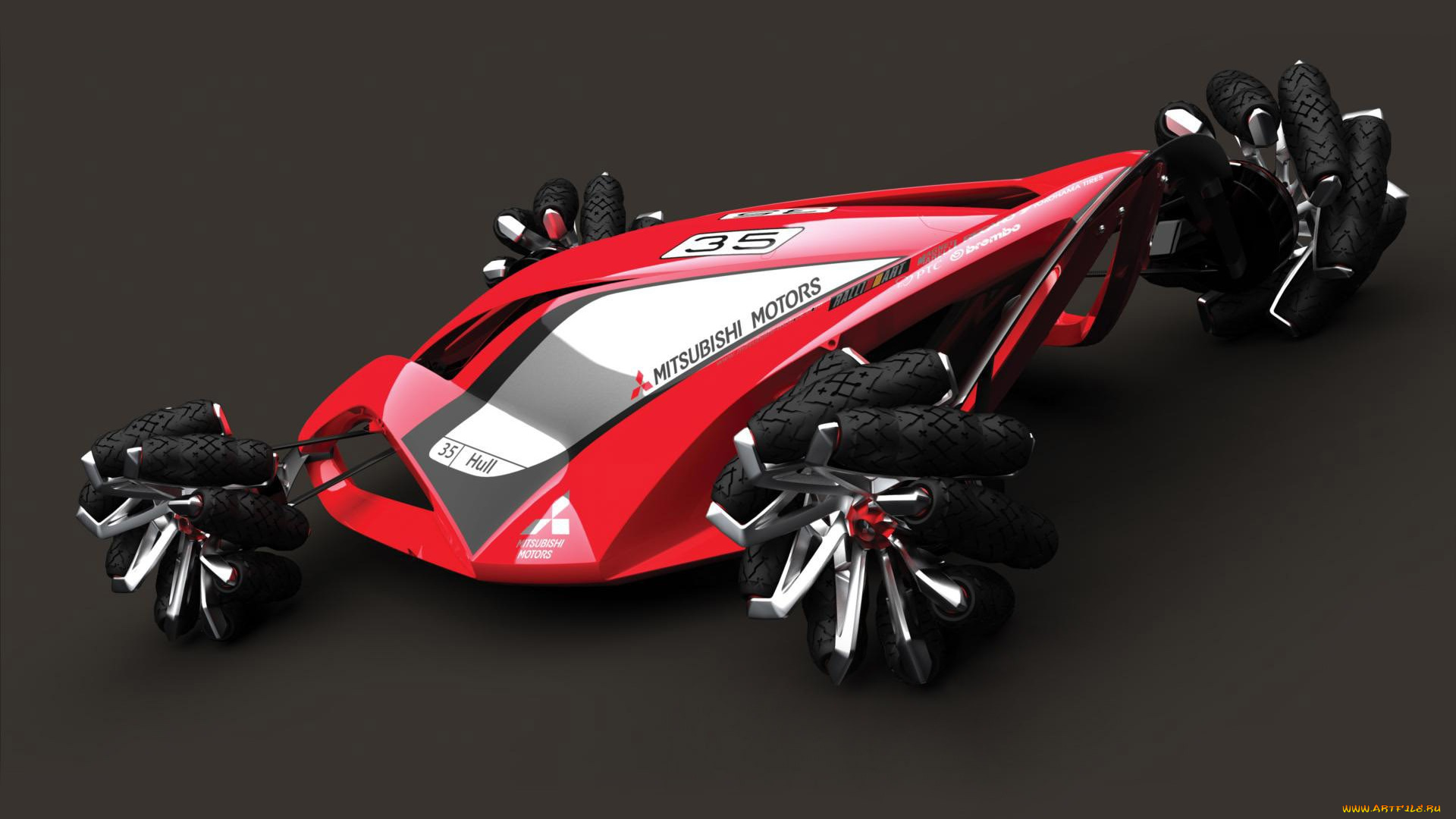 mitsubishi, mmr, 525, concept, автомобили, 3д, mitsubishi, mmr, 525, concept, красный, серый, фон