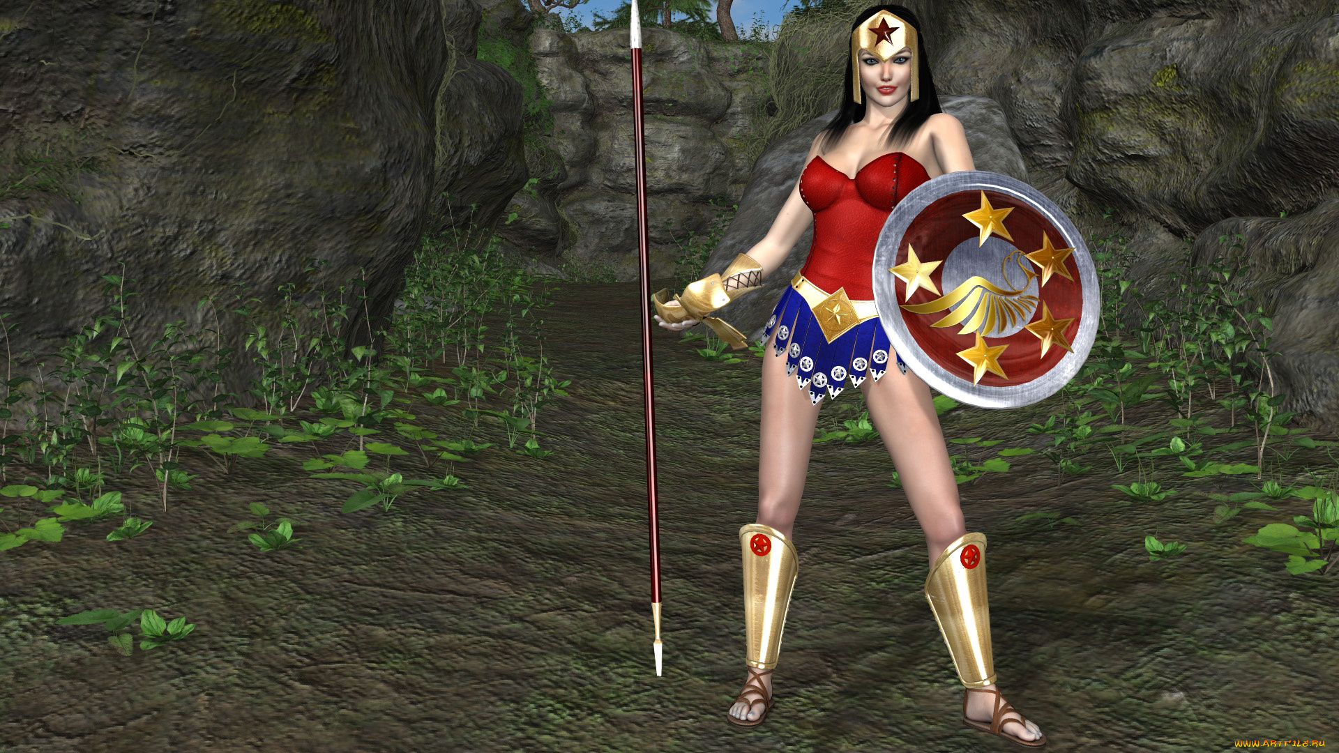 3д, графика, амазонки, , amazon, оружие, фон, взгляд, девушка