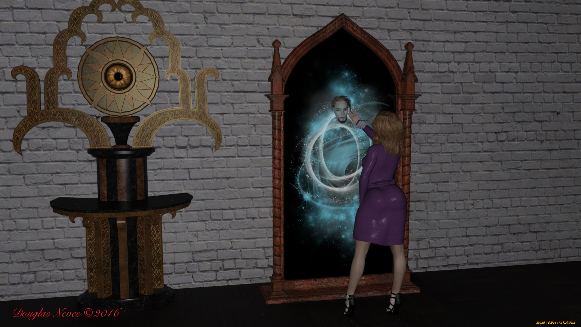 3д, графика, фантазия, , fantasy, девушка, взгляд, фон