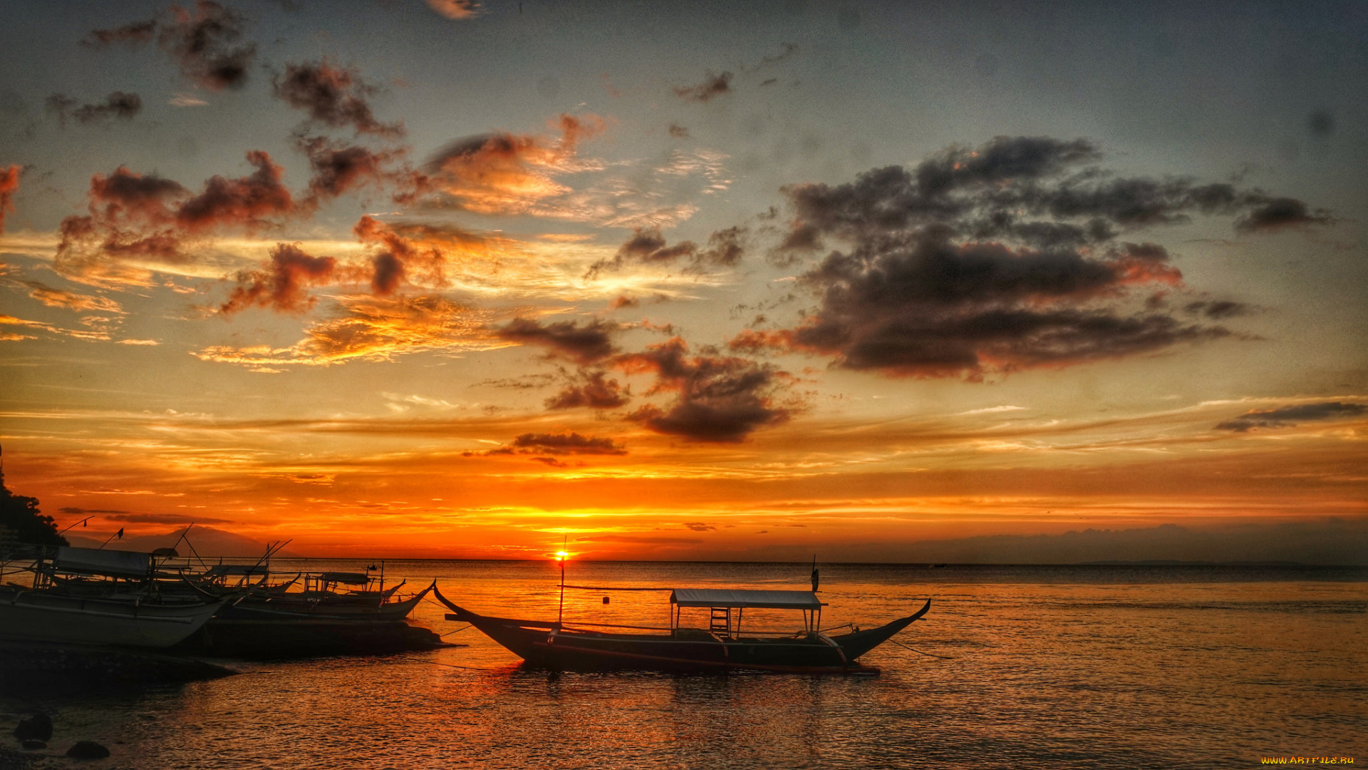 корабли, лодки, , шлюпки, рассвет