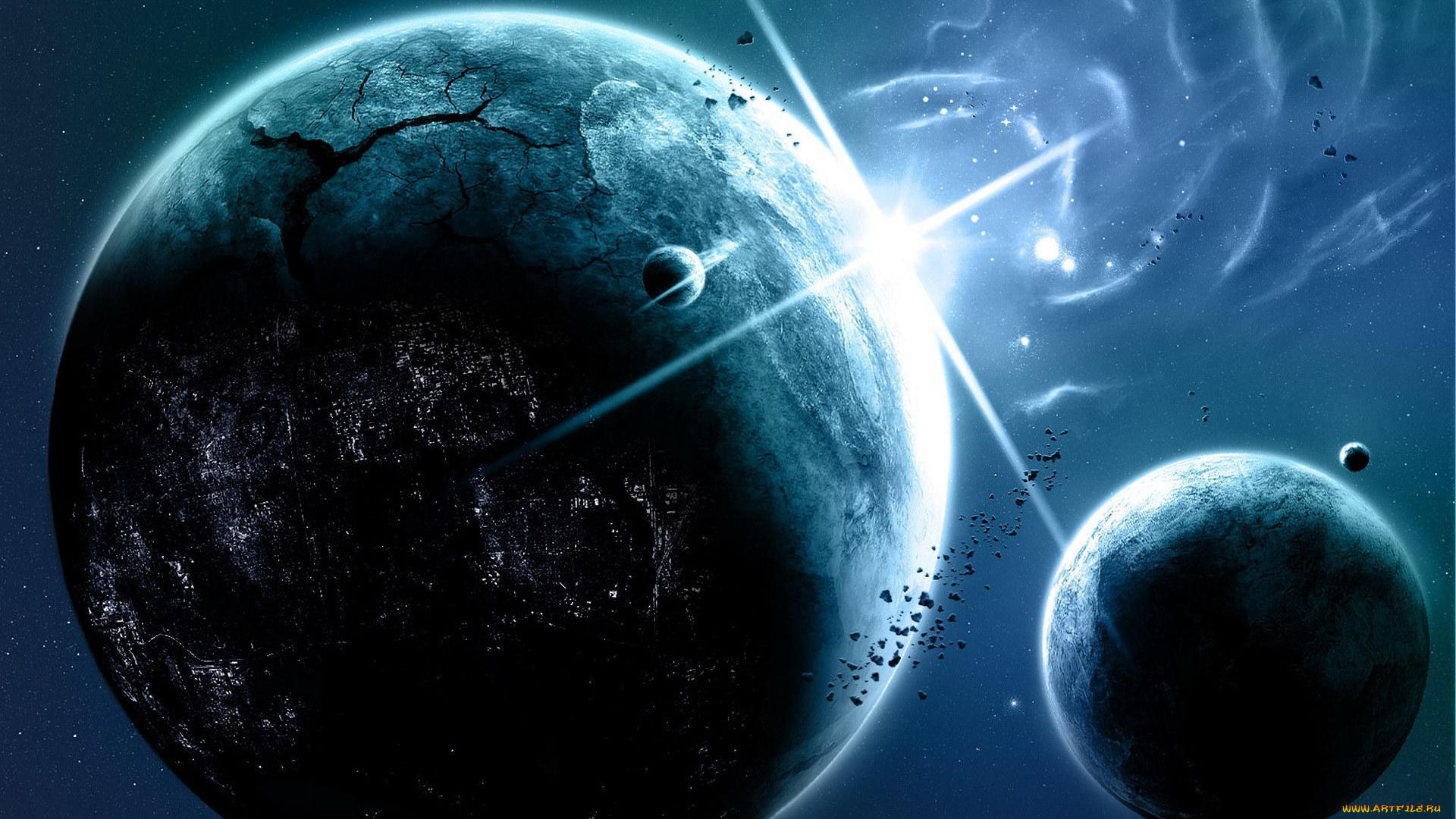 космос, арт, планета, галактика, звезды, вселенная