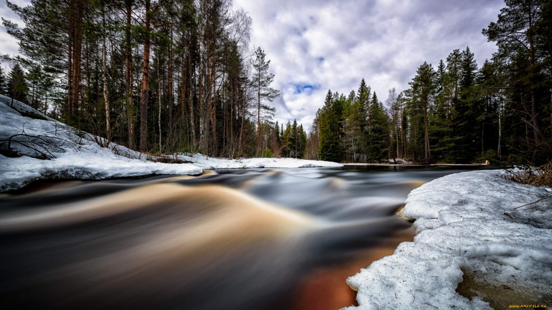 природа, реки, озера, лес, река, облака