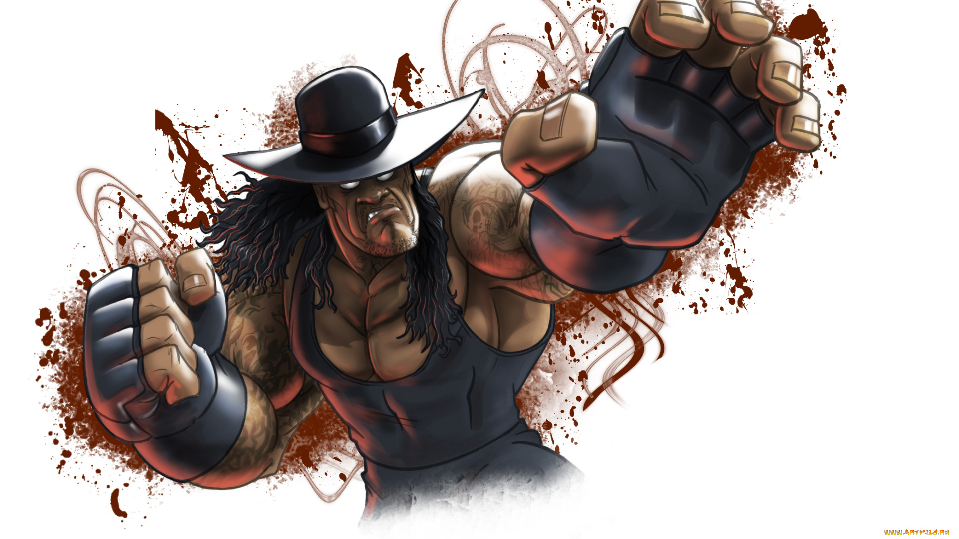 рисованное, комиксы, мужчина, фон, взгляд, мускулы, шляпа