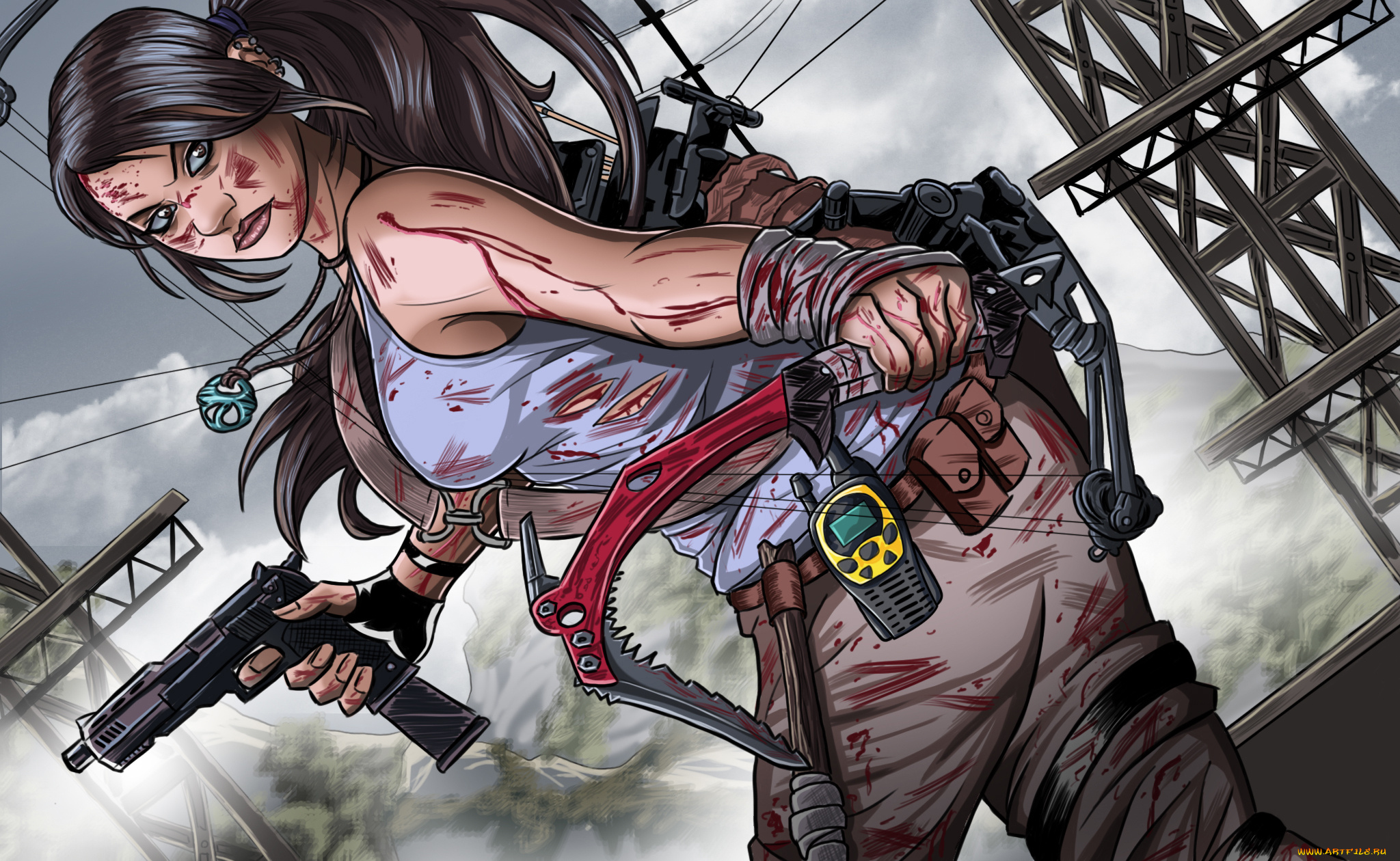 видео, игры, tomb, raider, , other, девушка, фон, взгляд, оружие