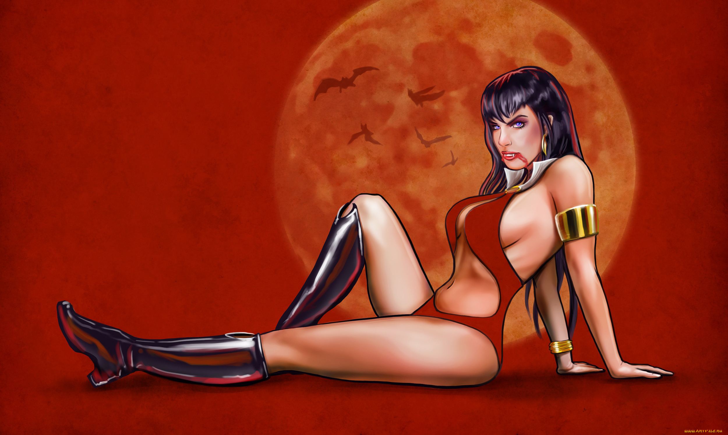 рисованное, комиксы, девушка, фон, взгляд, купальник