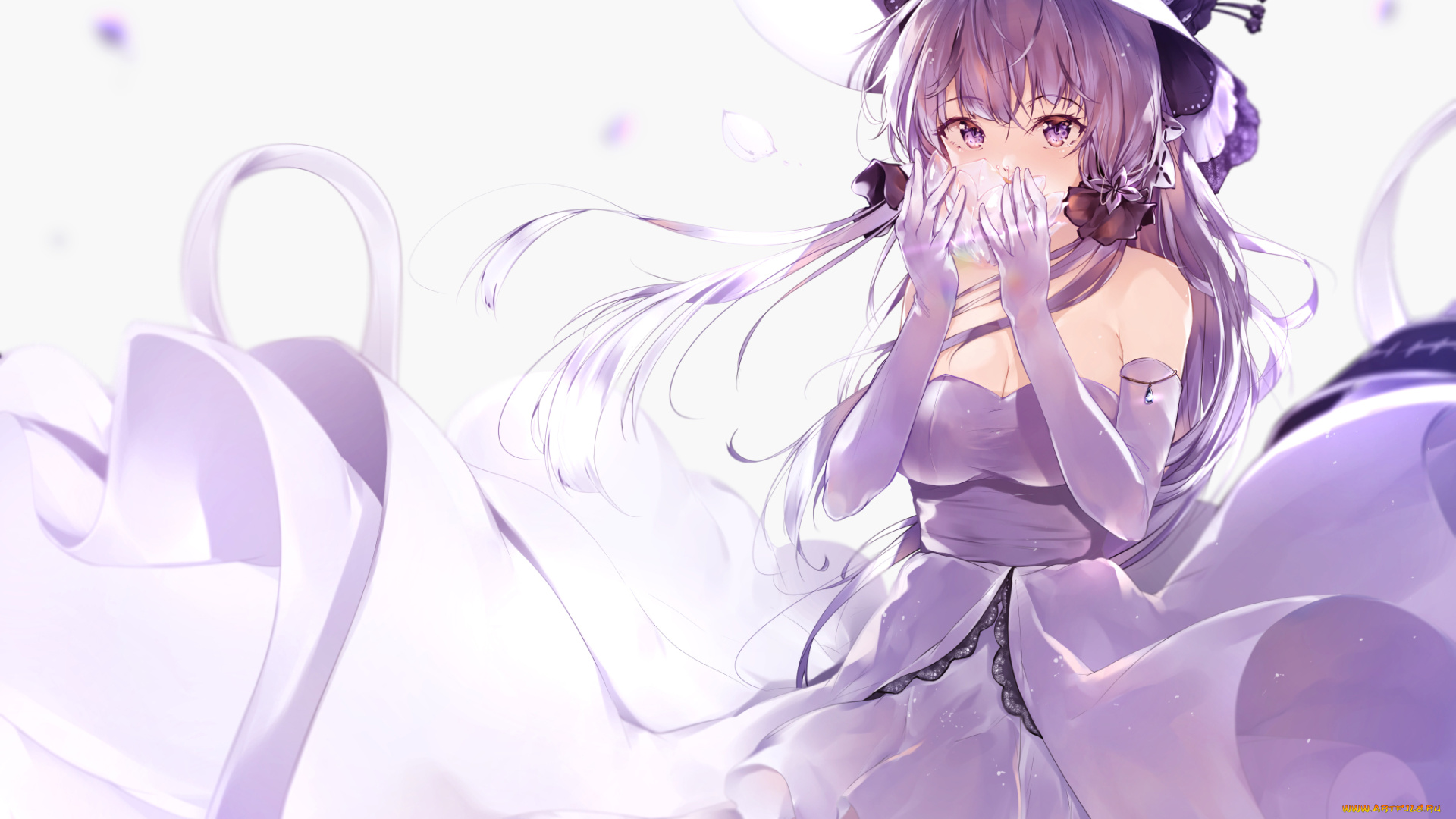 аниме, azur, lane, девушка, взгляд, фон