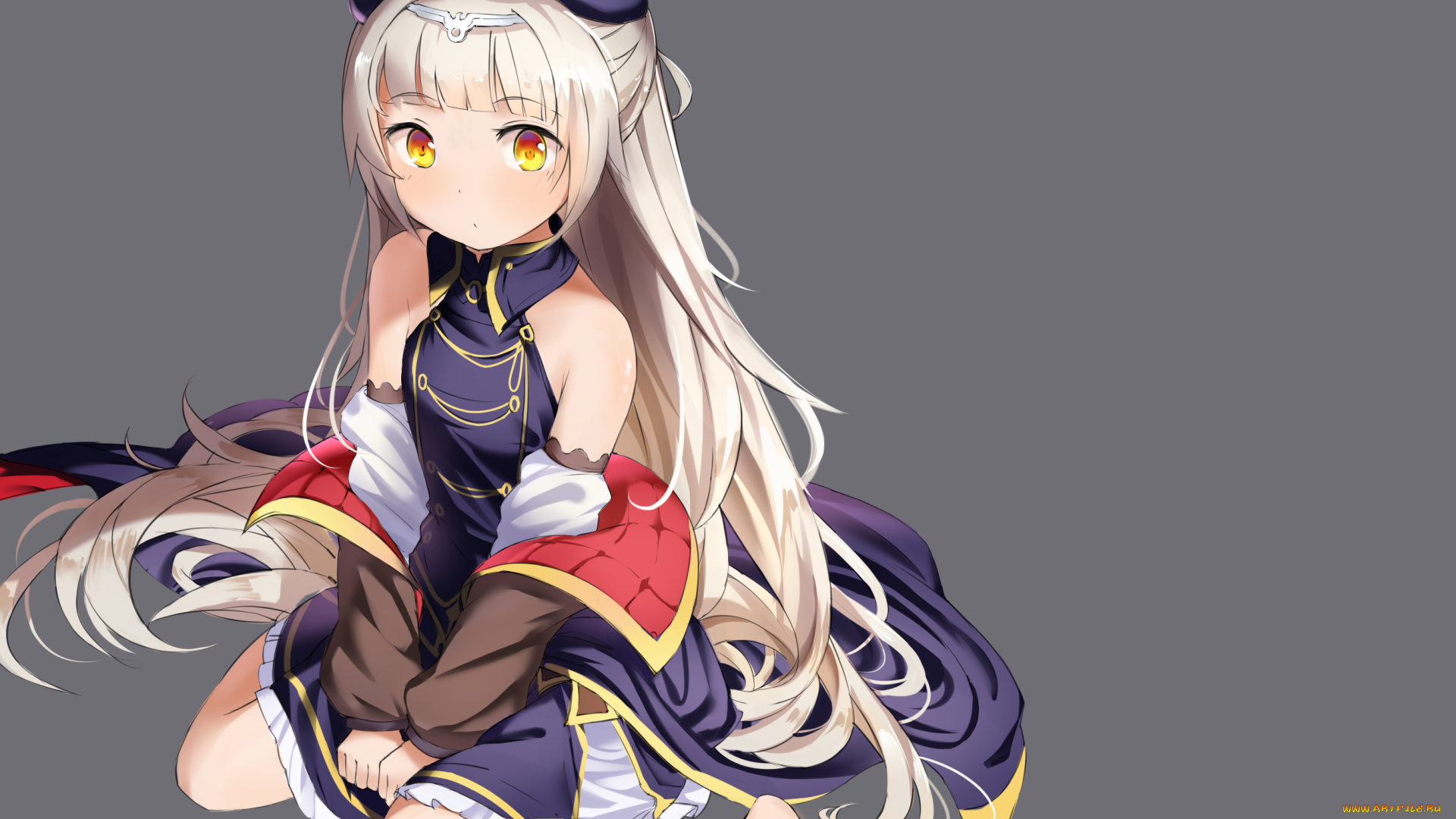 аниме, azur, lane, взгляд, девушка, фон