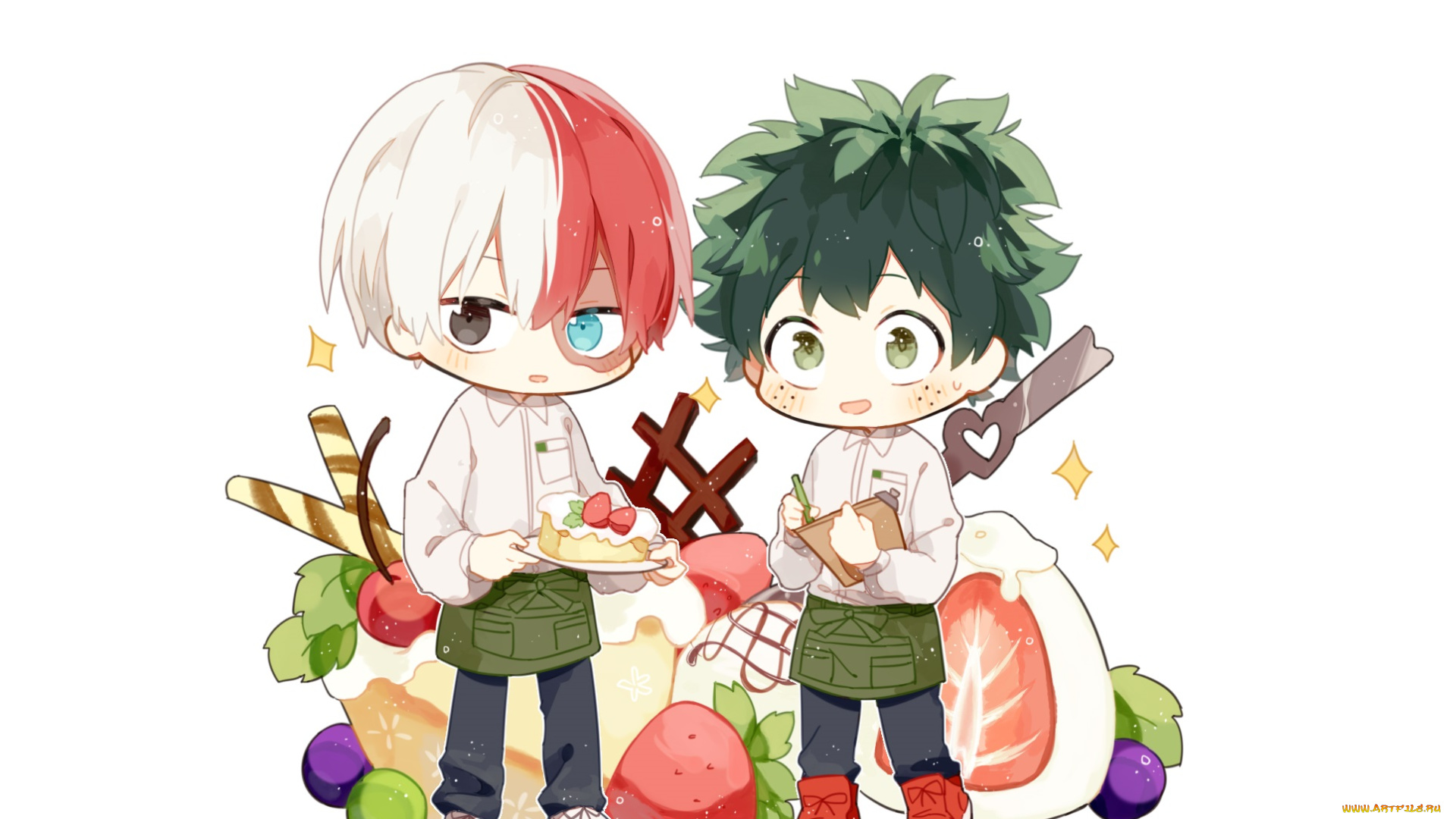 аниме, boku, no, hero, academia, amarouhi, boku, no, hero, academia, midoriya, izuku, todoroki, shouto