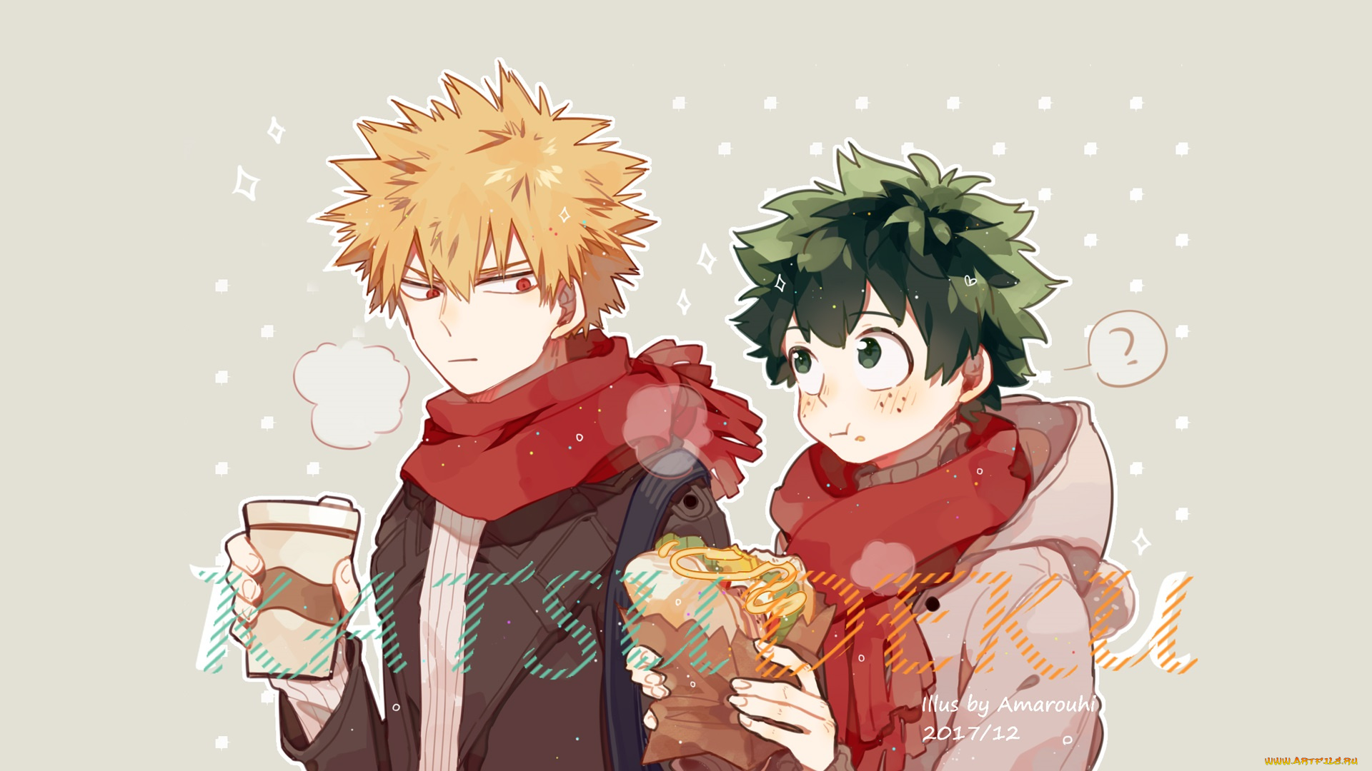 аниме, boku, no, hero, academia, amarouhi, boku, no, hero, academia, midoriya, izuku, bakugou, katsuki