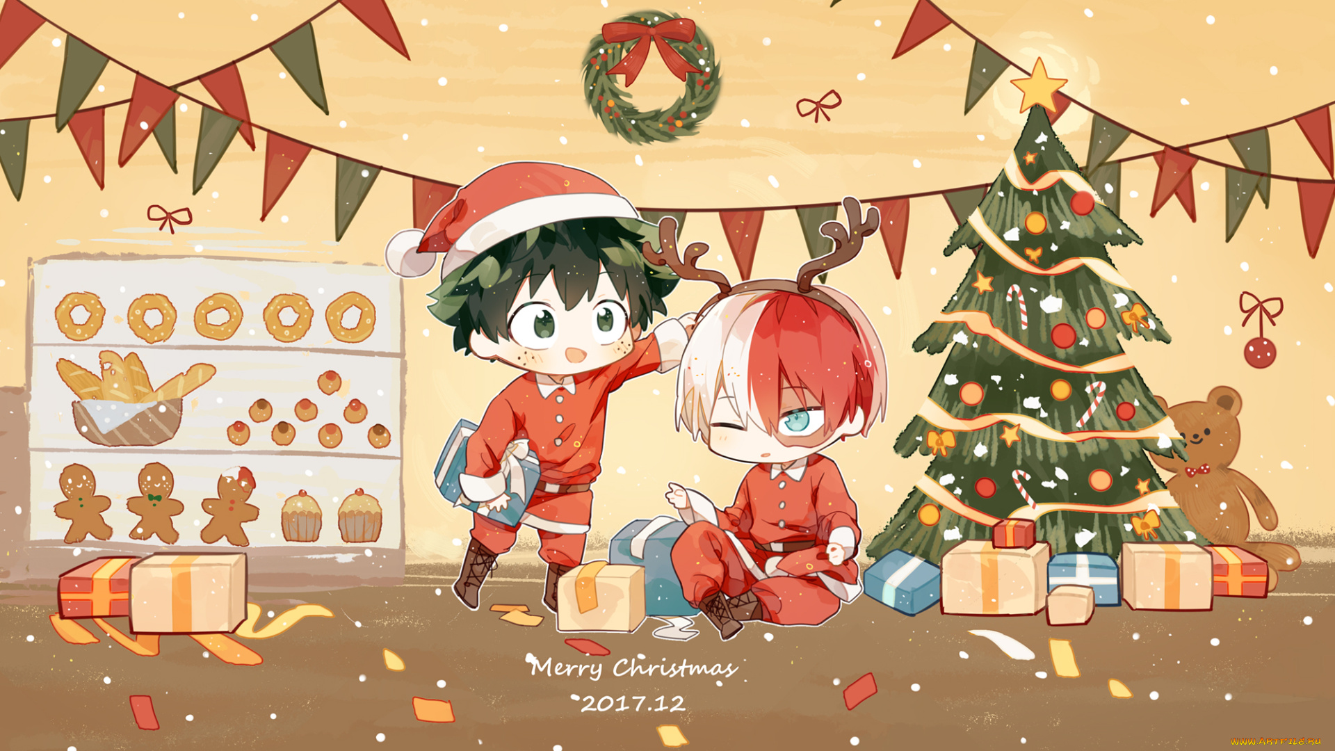 аниме, boku, no, hero, academia, amarouhi, boku, no, hero, academia, midoriya, izuku, todoroki, shouto