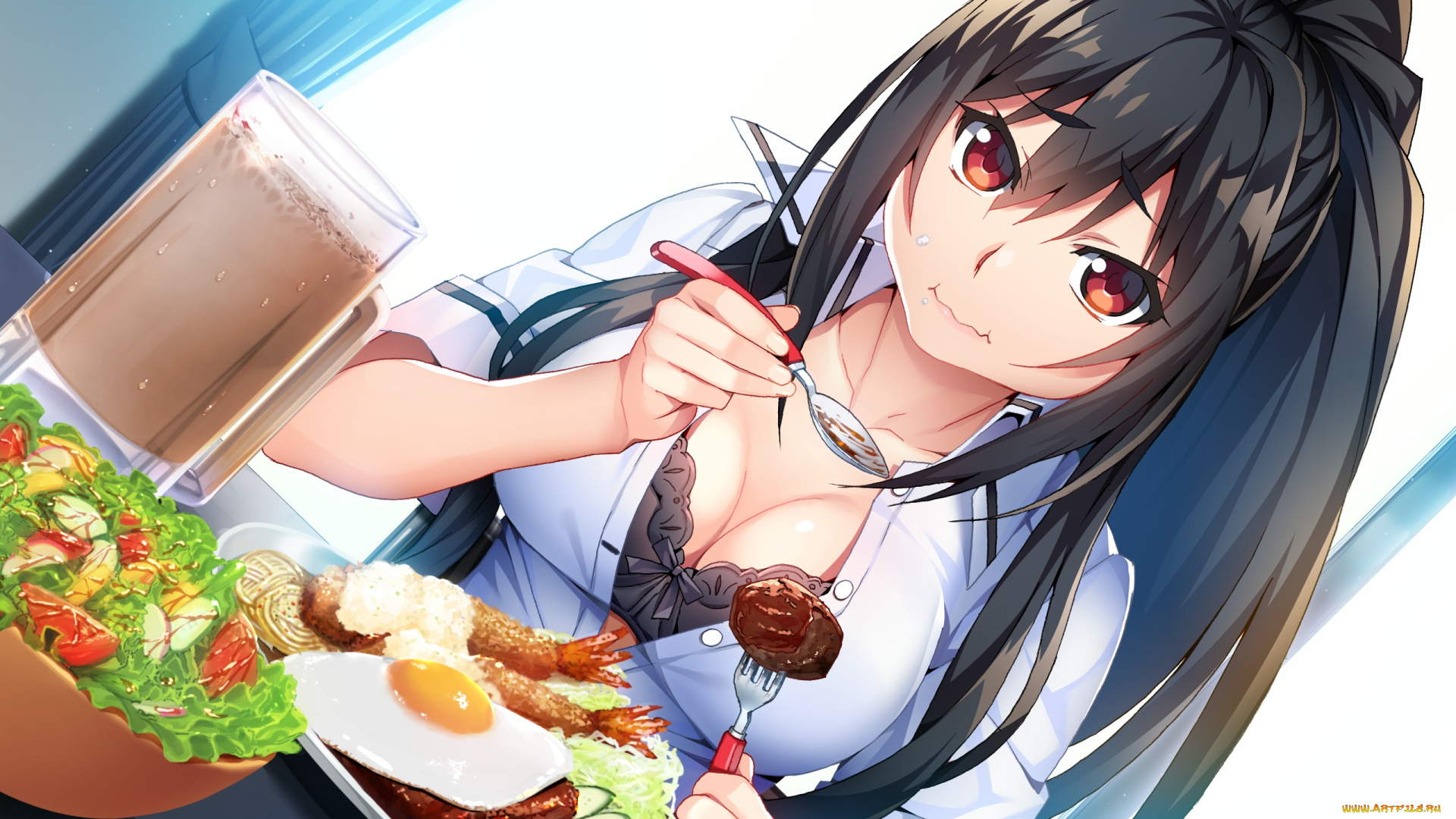 аниме, grisaia, no, kajitsu, девушка, взгляд, фон