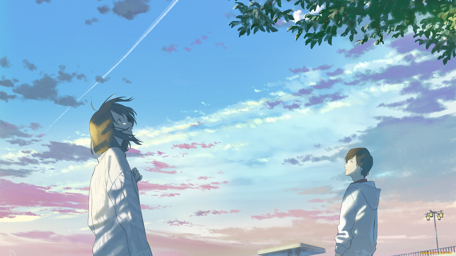 аниме, пейзажи, , природа, фон, взгляд, девушка