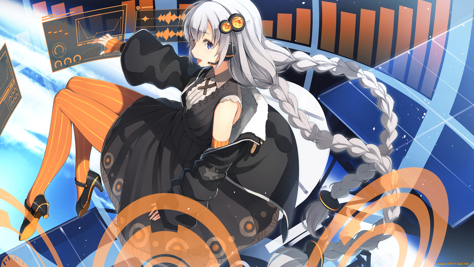 аниме, vocaloid, девушка, фон, взгляд