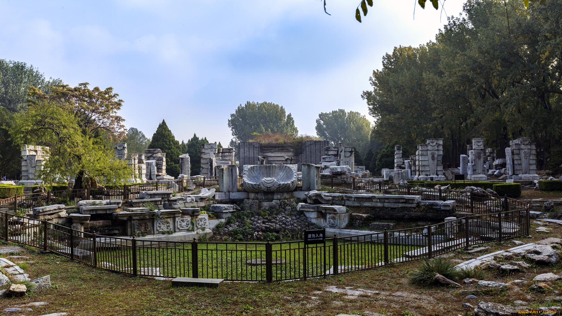 города, -, исторические, , архитектурные, памятники, beijing, yuanmingyuan, ruins, park