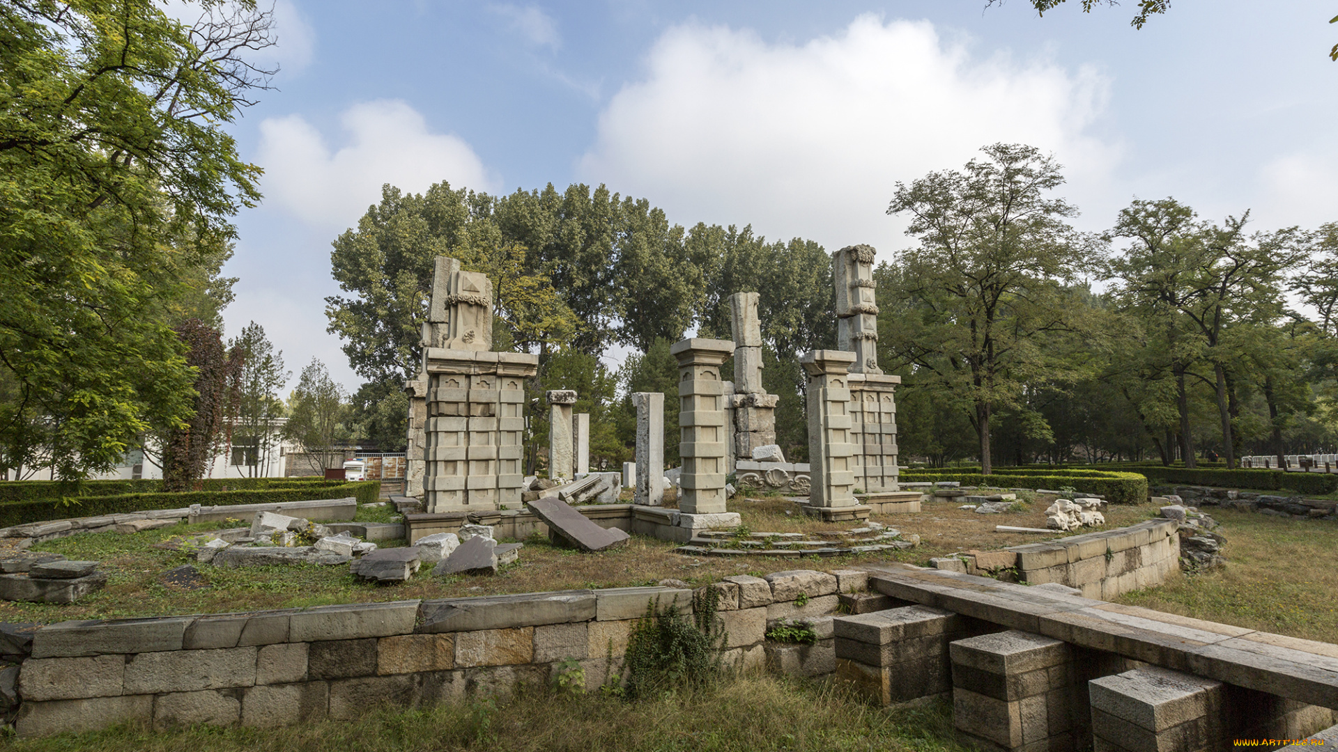 города, -, исторические, , архитектурные, памятники, beijing, yuanmingyuan, ruins, park