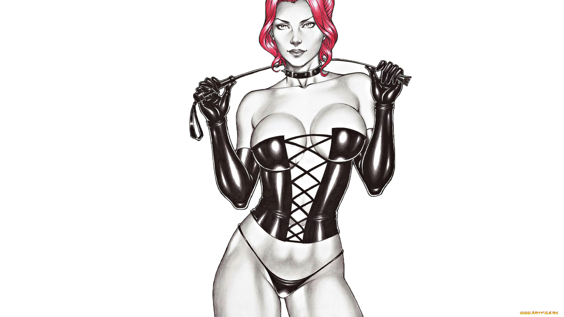 рисованное, комиксы, взгляд, фон, девушка, корсет