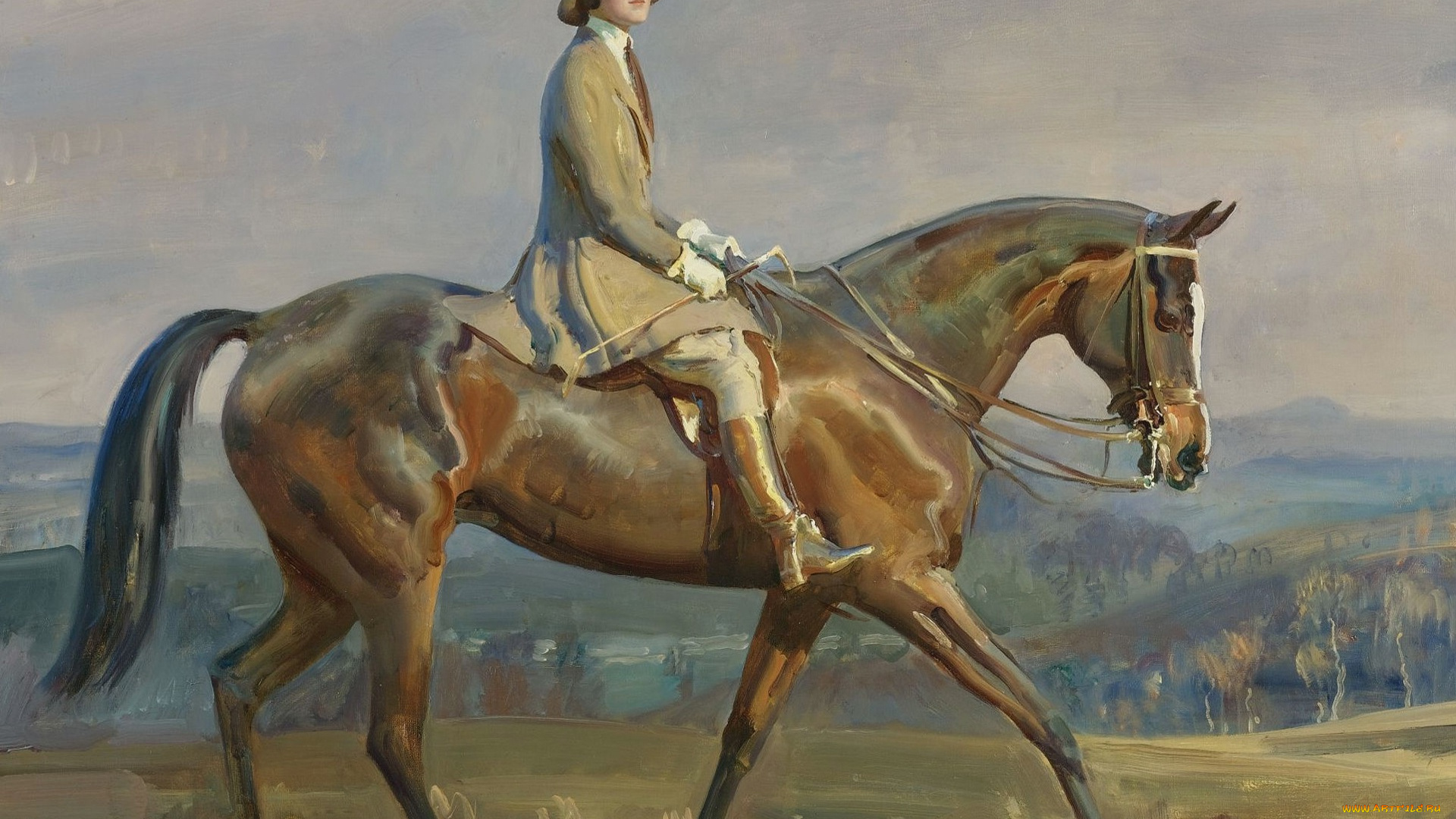 рисованное, живопись, конный, портрет, миссис, маргариты, парк, alfred, james, munnings, альфред, джеймс, маннингс, девушка, лошадь