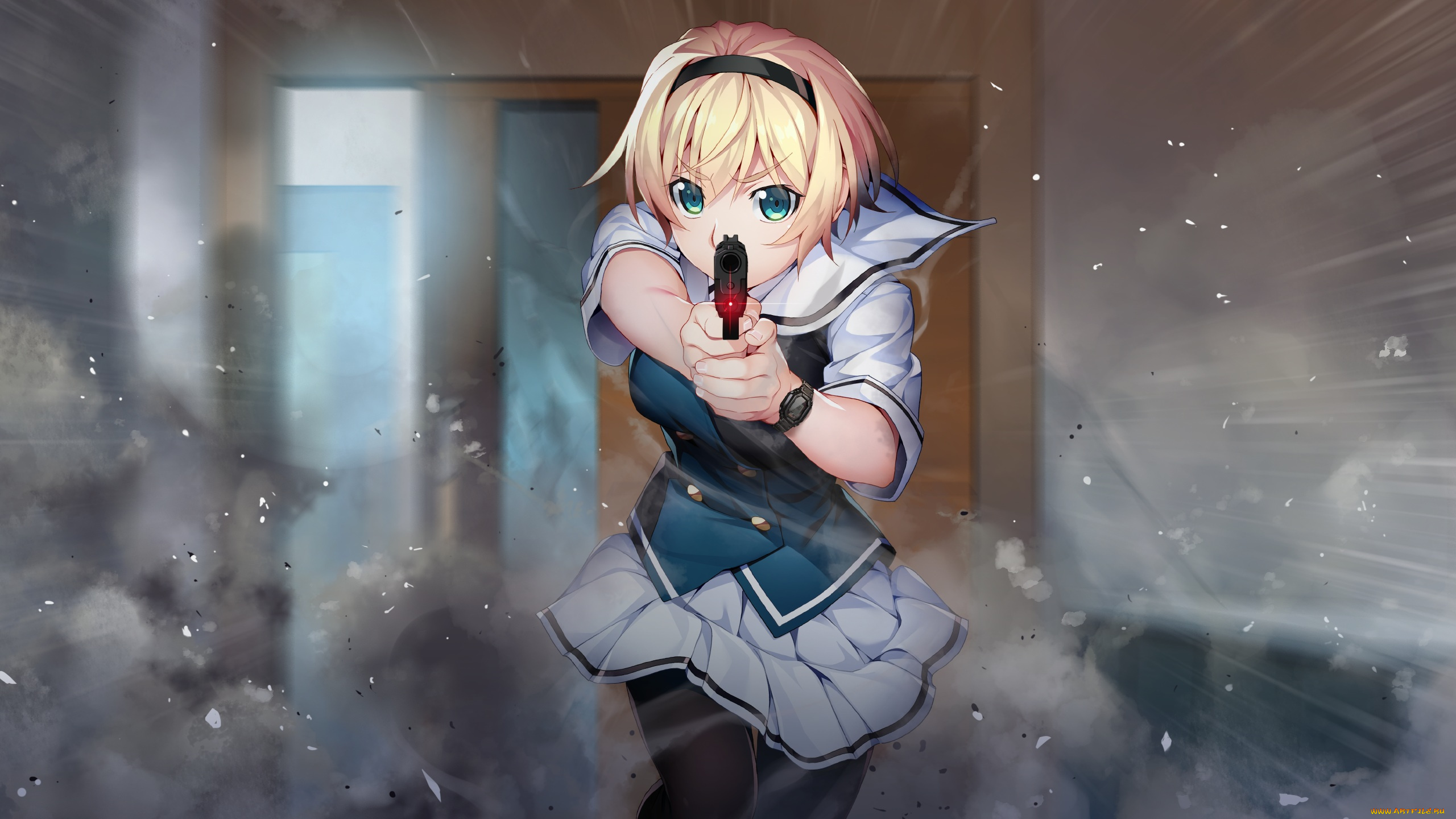 аниме, grisaia, no, kajitsu, девушка, взгляд, фон
