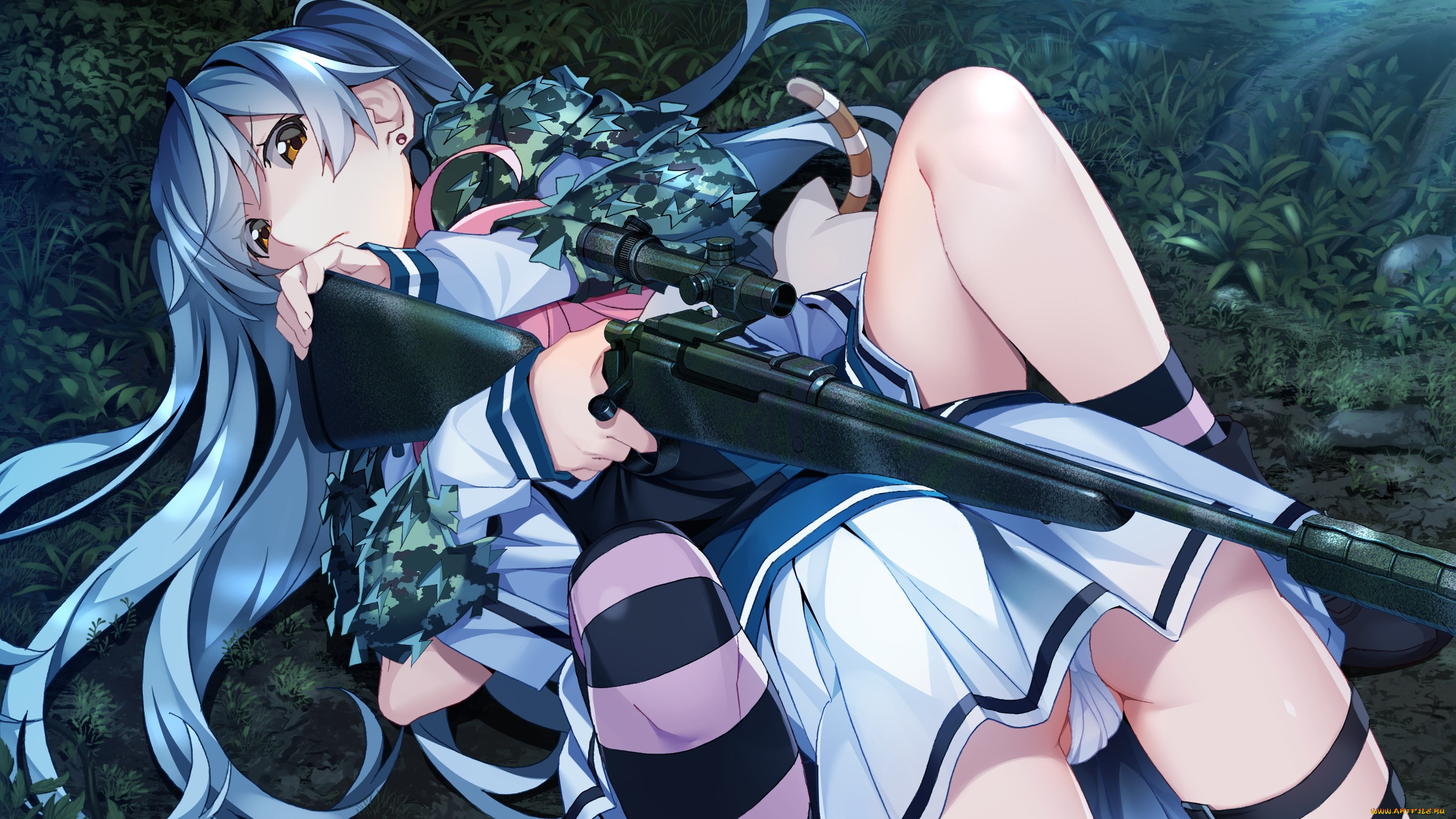 аниме, grisaia, no, kajitsu, девушка, взгляд, фон