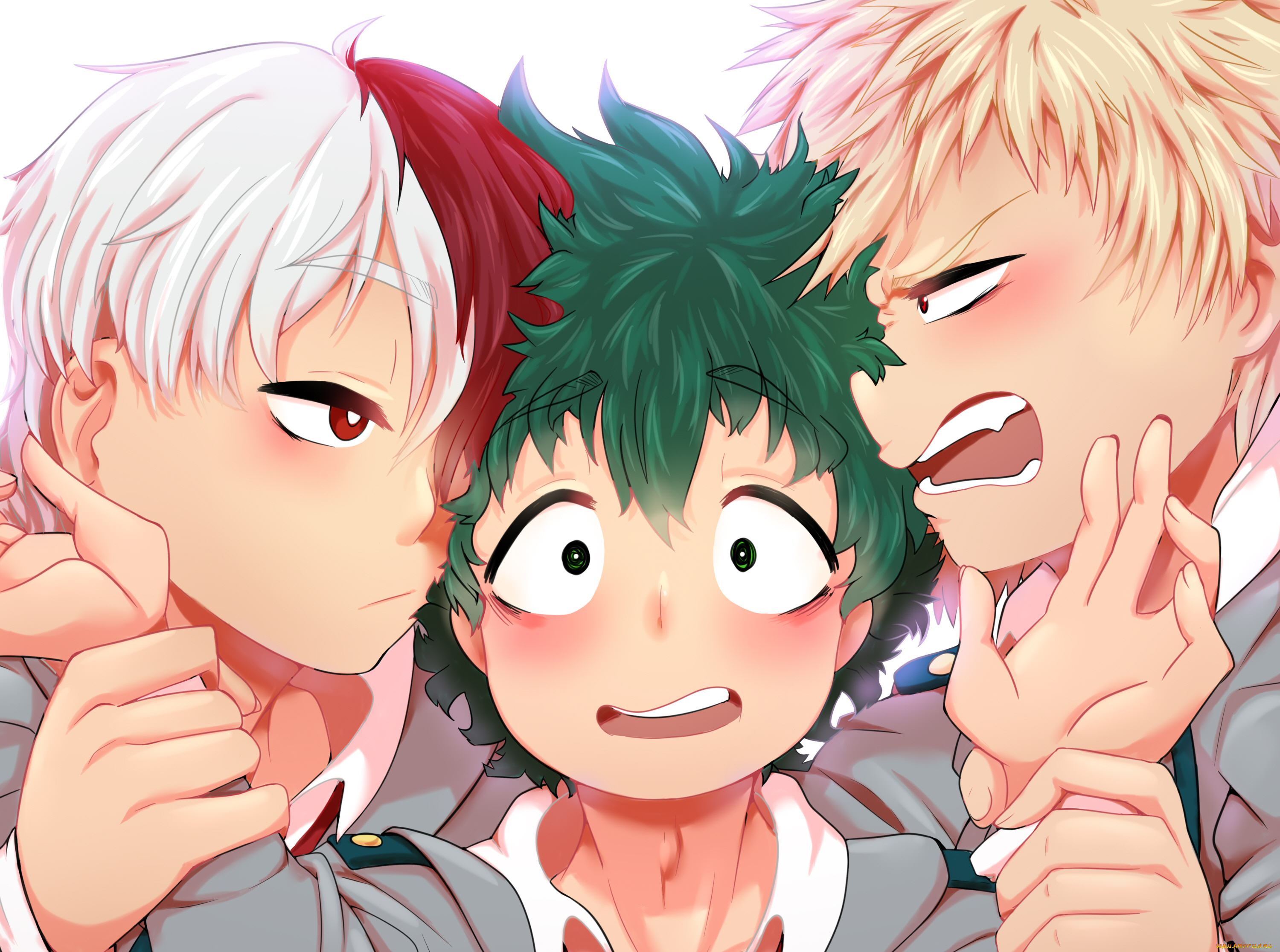 аниме, boku, no, hero, academia, zanyash, boku, no, hero, academia, todoroki, shouto, bakugou, katsuki, midoriya, izuku