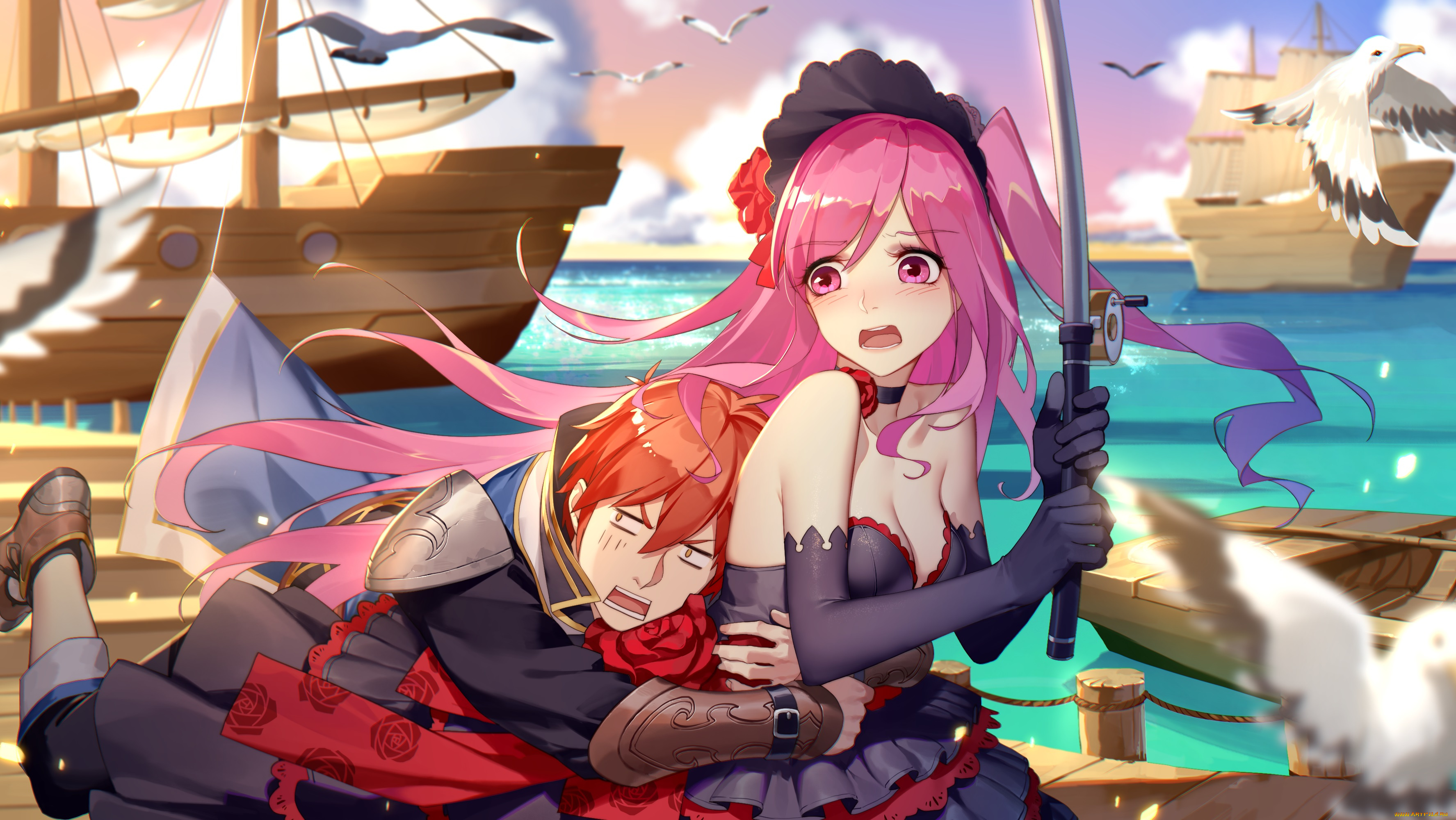 romantic, saga, of, beauty, &, devil, аниме, девушка, взгляд, фон