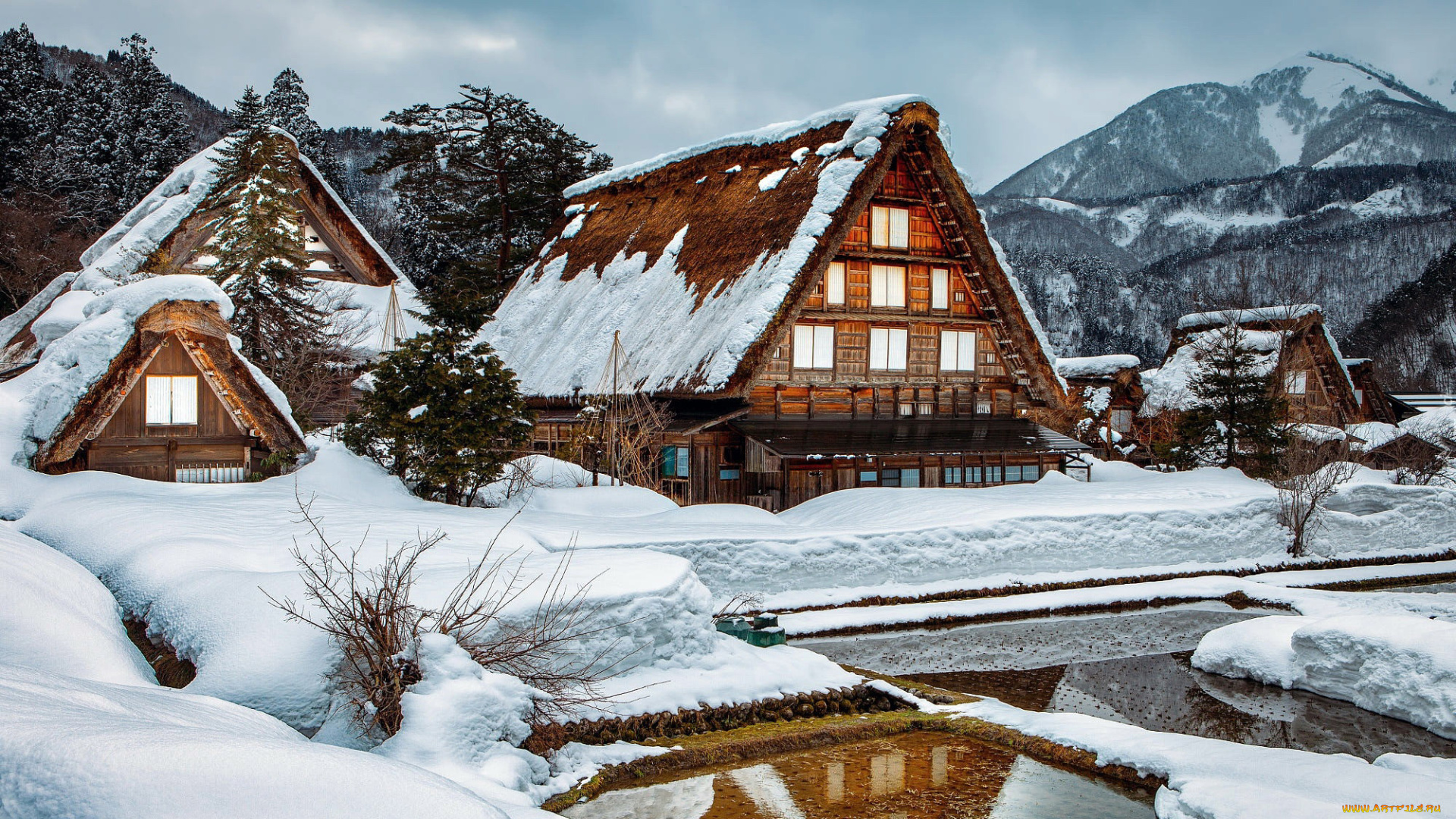shirakawa, village, japan, города, -, здания, , дома, shirakawa, village
