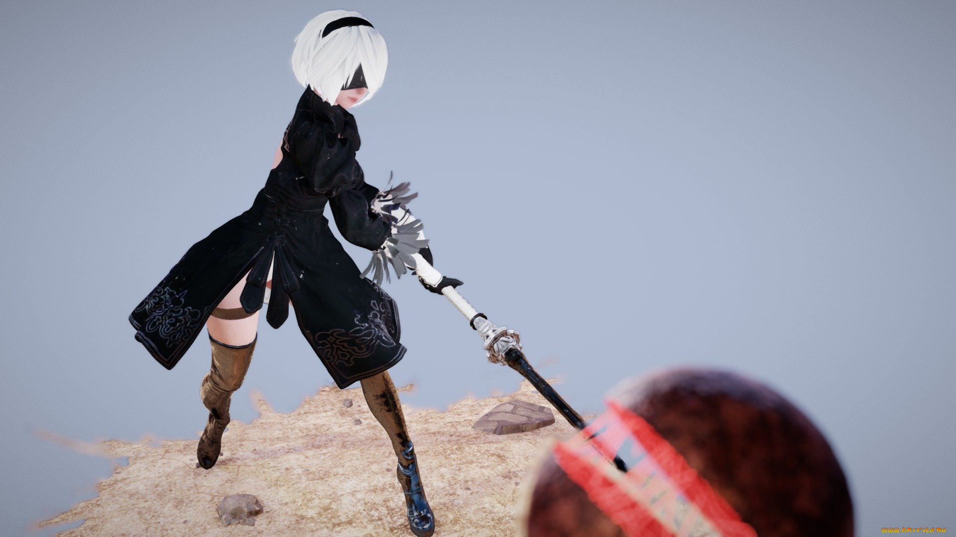 видео, игры, nier, , automata, бой, оружие, девушка, андроид, 2в