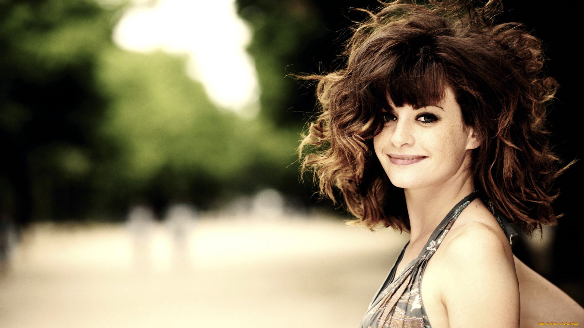 девушки, -, лица, , портреты, брюнетка, улыбка