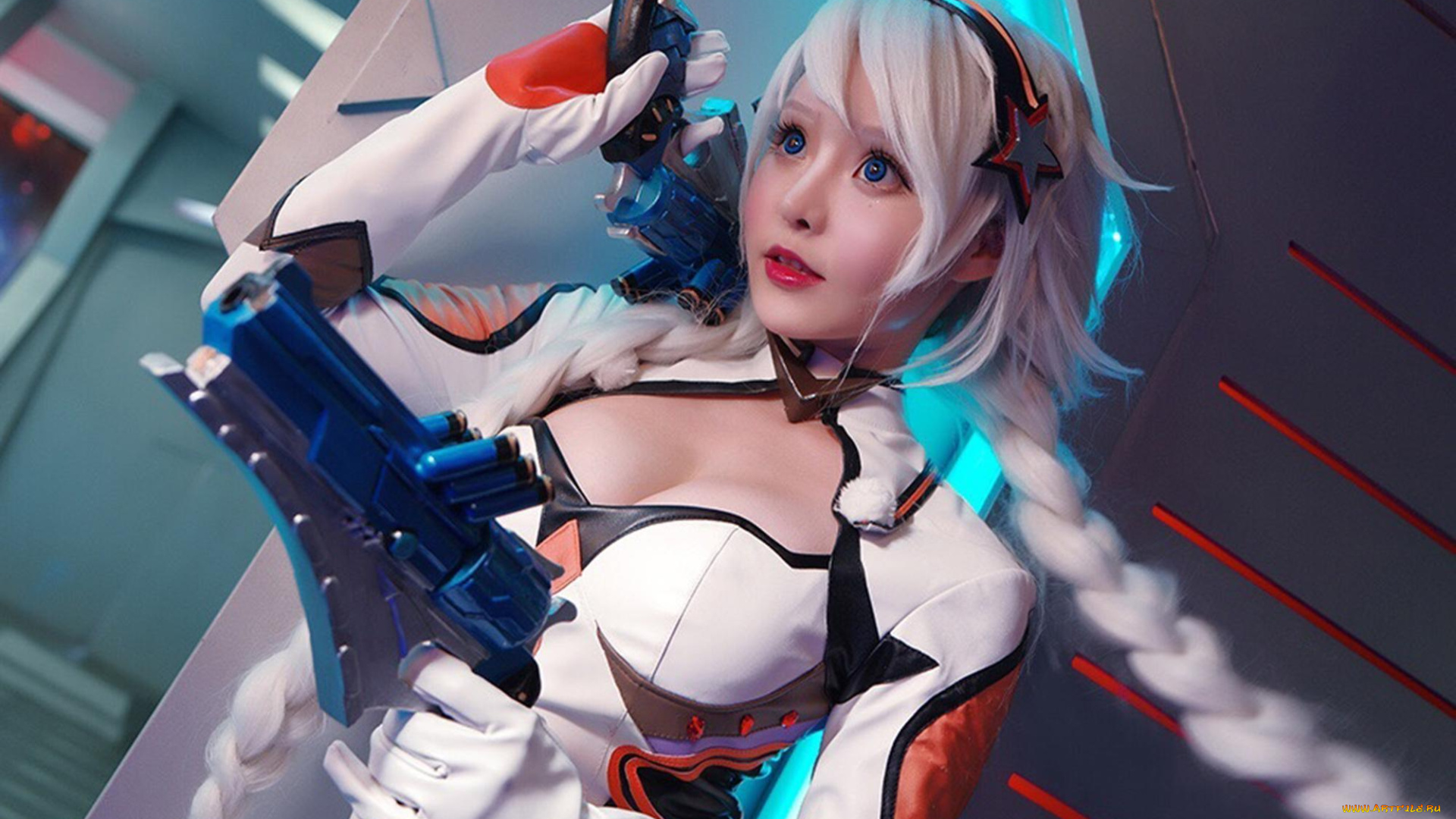 девушки, liu, you, qi, косы, оружие, костюм