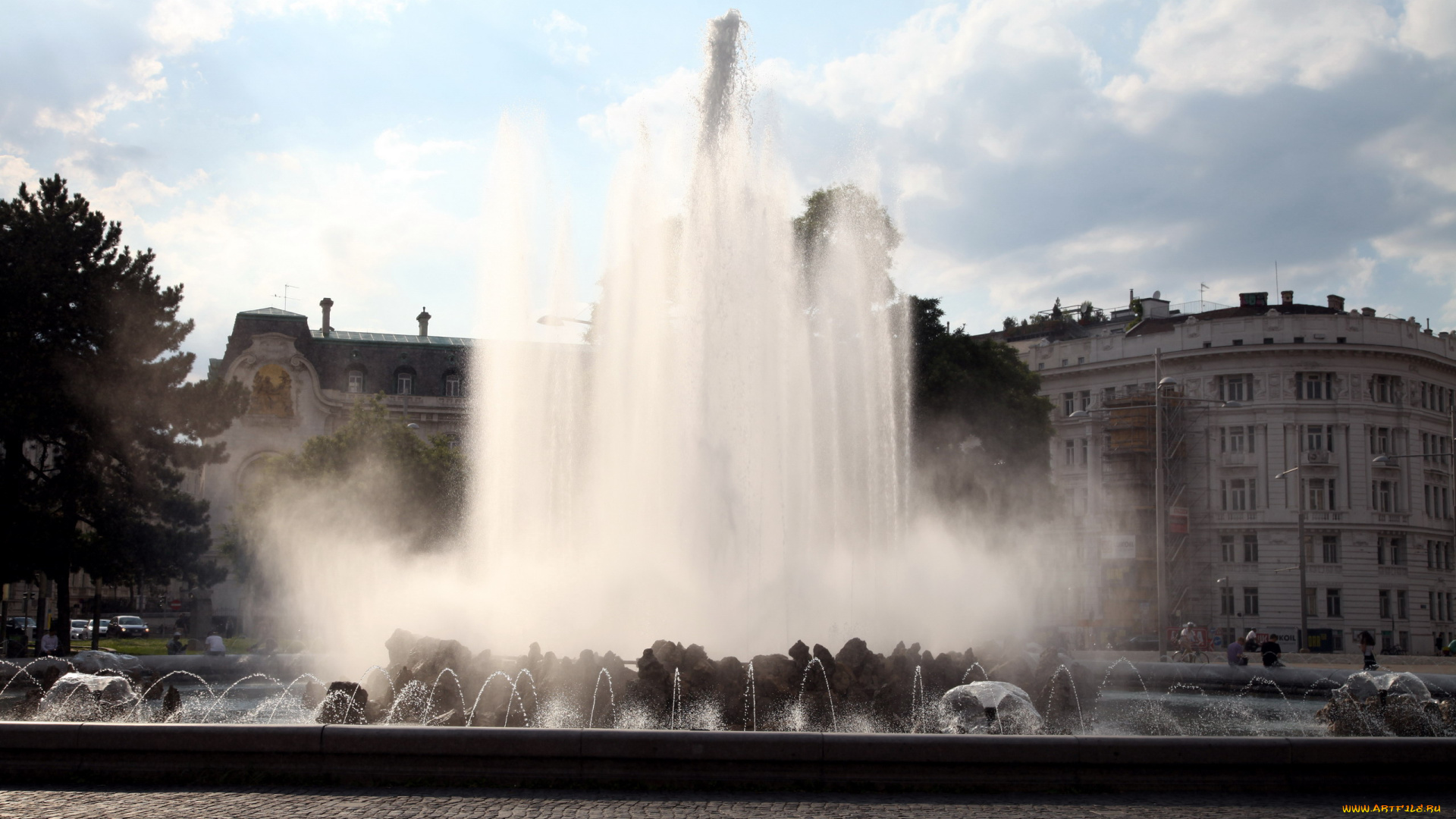 города, вена, , австрия, фонтан