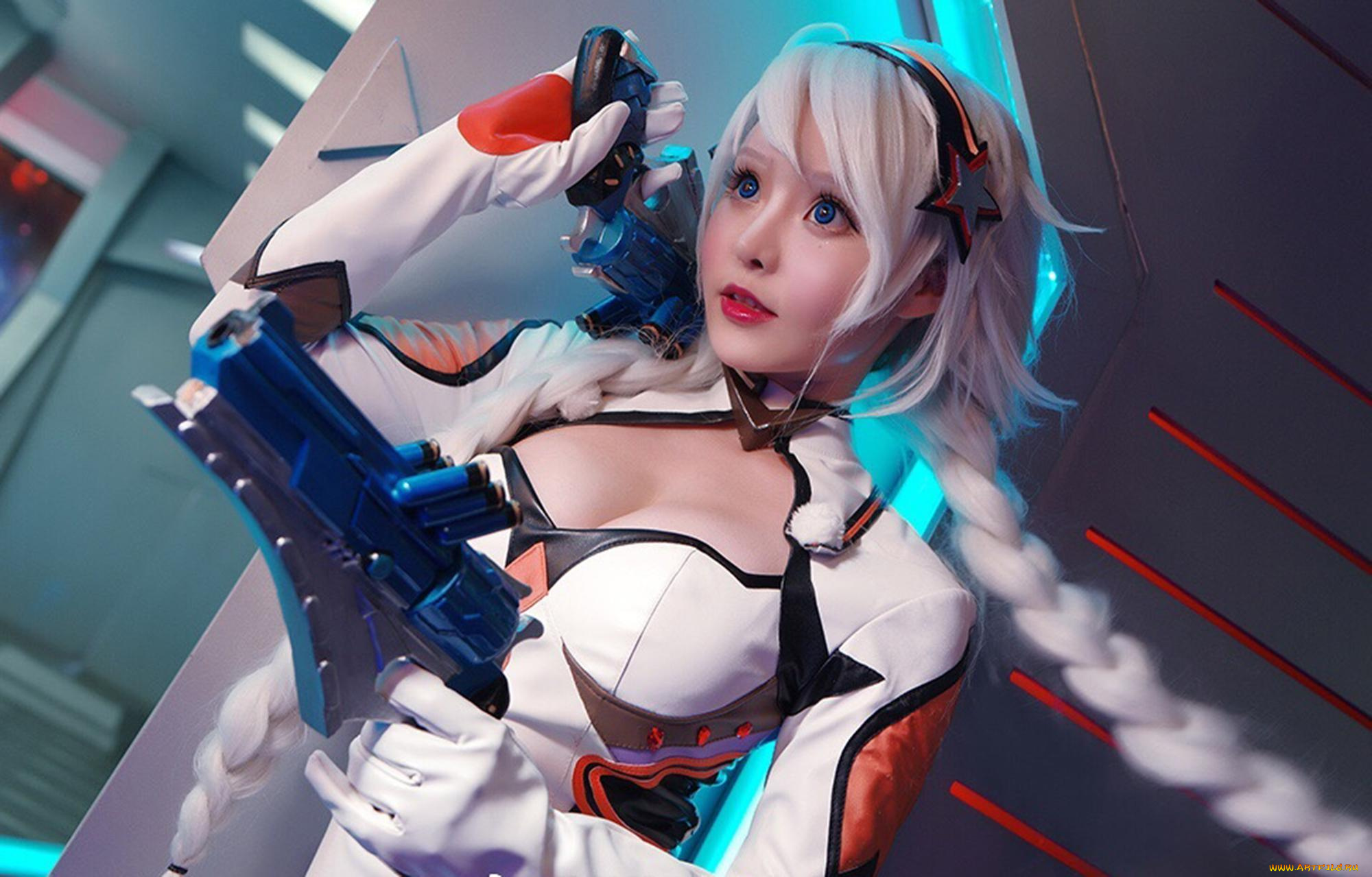 девушки, liu, you, qi, косы, оружие, костюм