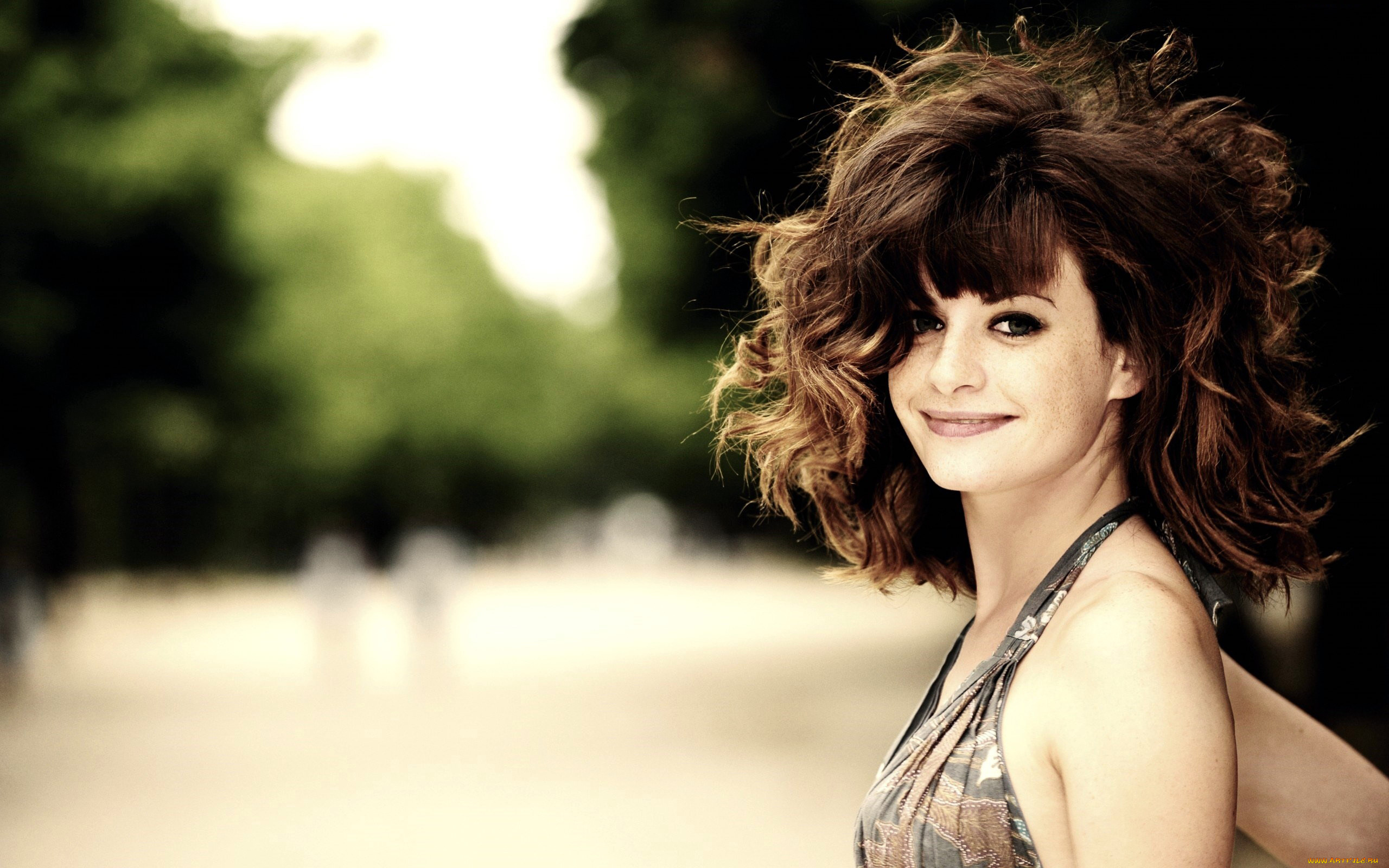 девушки, -, лица, , портреты, брюнетка, улыбка