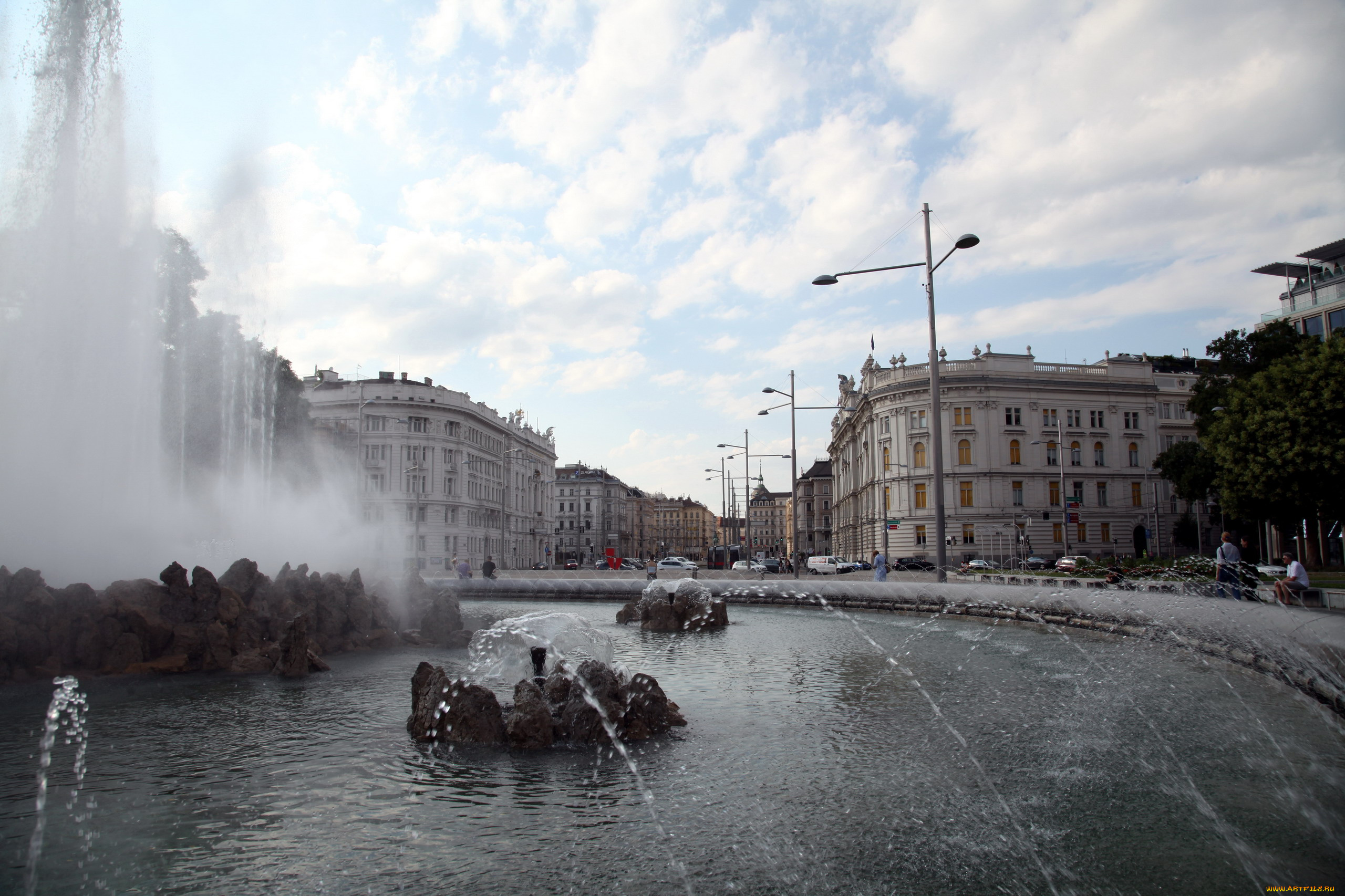 города, вена, , австрия, фонтан