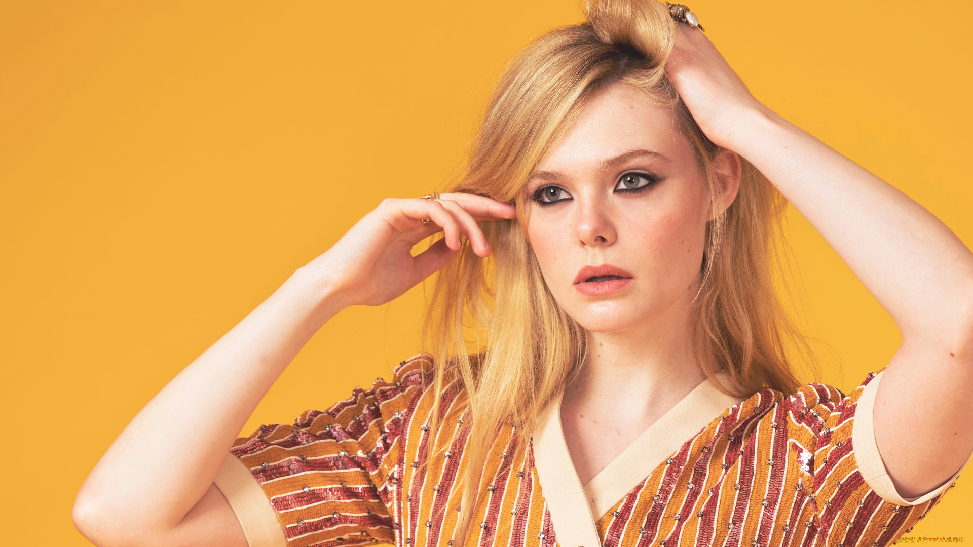 девушки, elle, fanning, блондинка, лицо