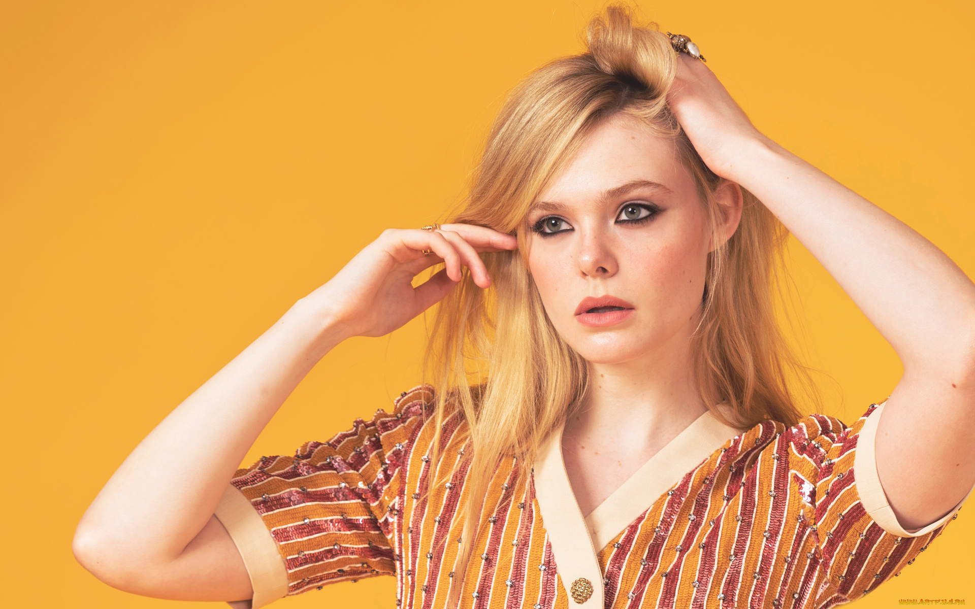 девушки, elle, fanning, блондинка, лицо