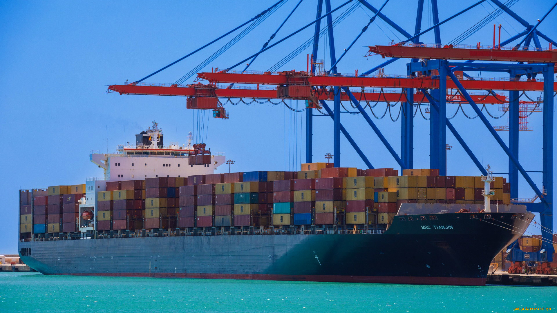 корабли, грузовые, суда, контейнеровоз