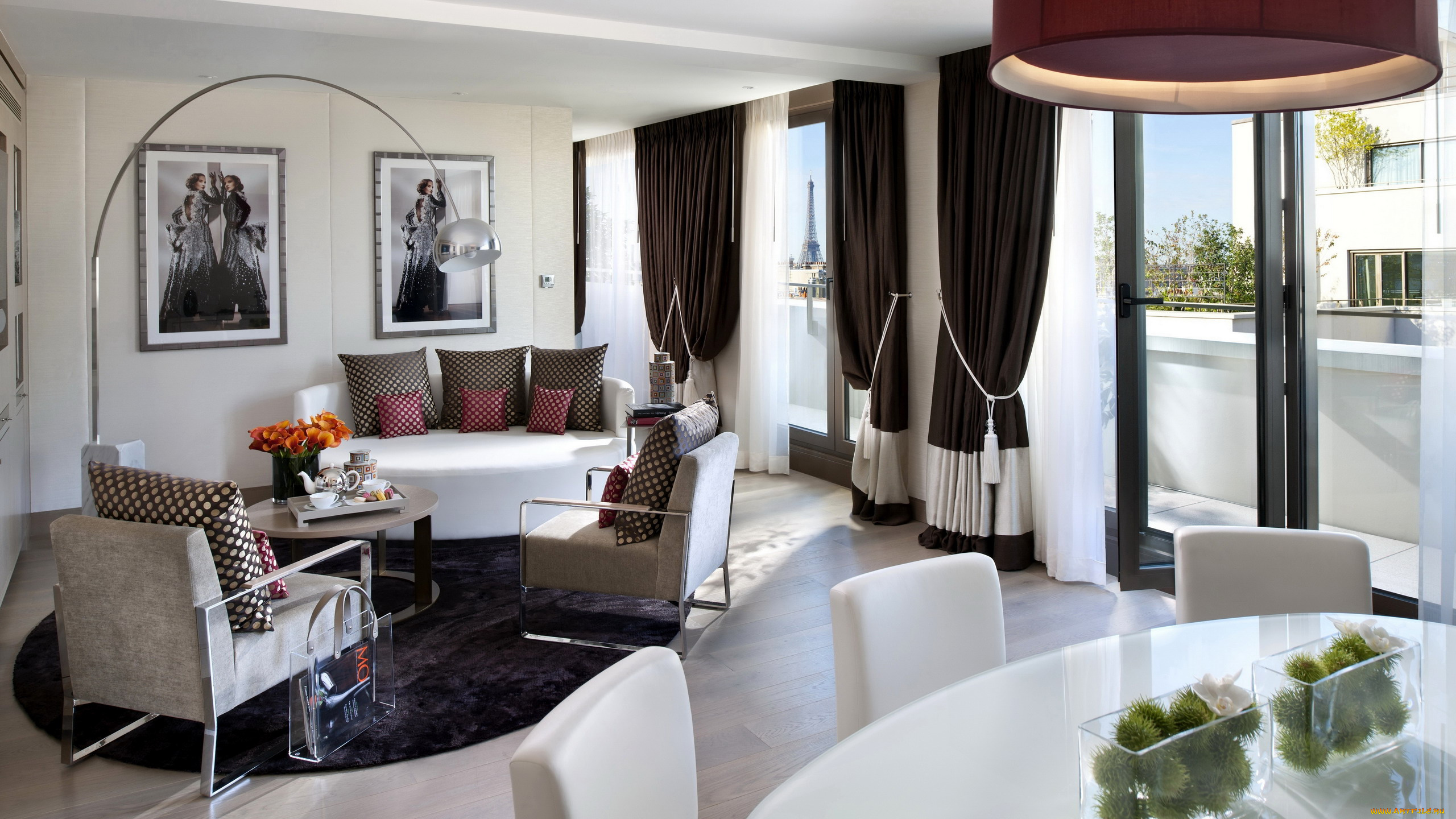 интерьер, гостиная, мягкий, уголок, картины