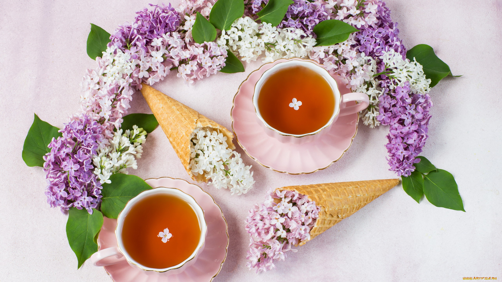 еда, напитки, , чай, сирень, чай, вафельный, рожок