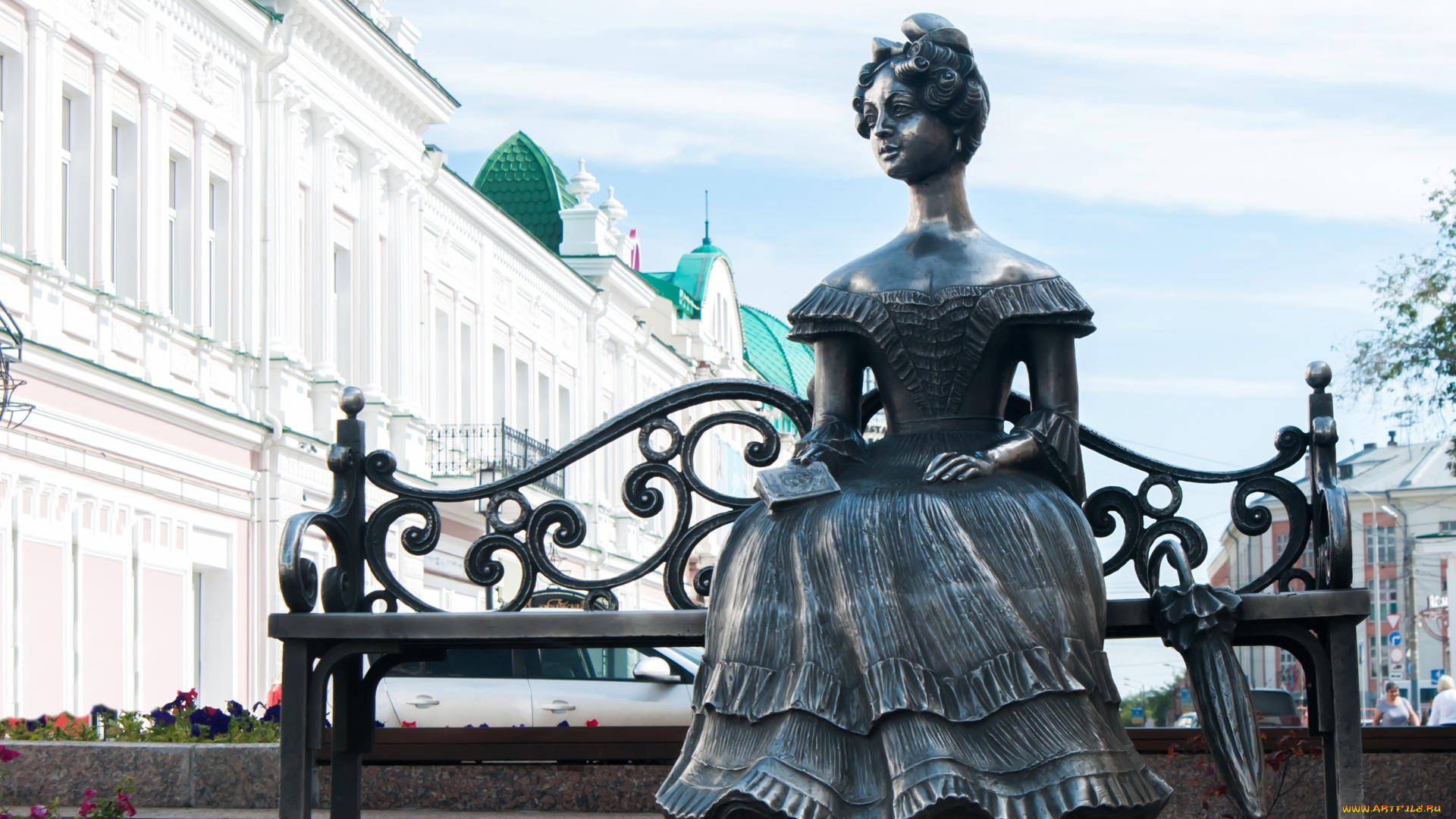 города, -, памятники, , скульптуры, , арт-объекты, люба, скульптура, oмск, россия, скамейка, зонтик, сидит, бронза