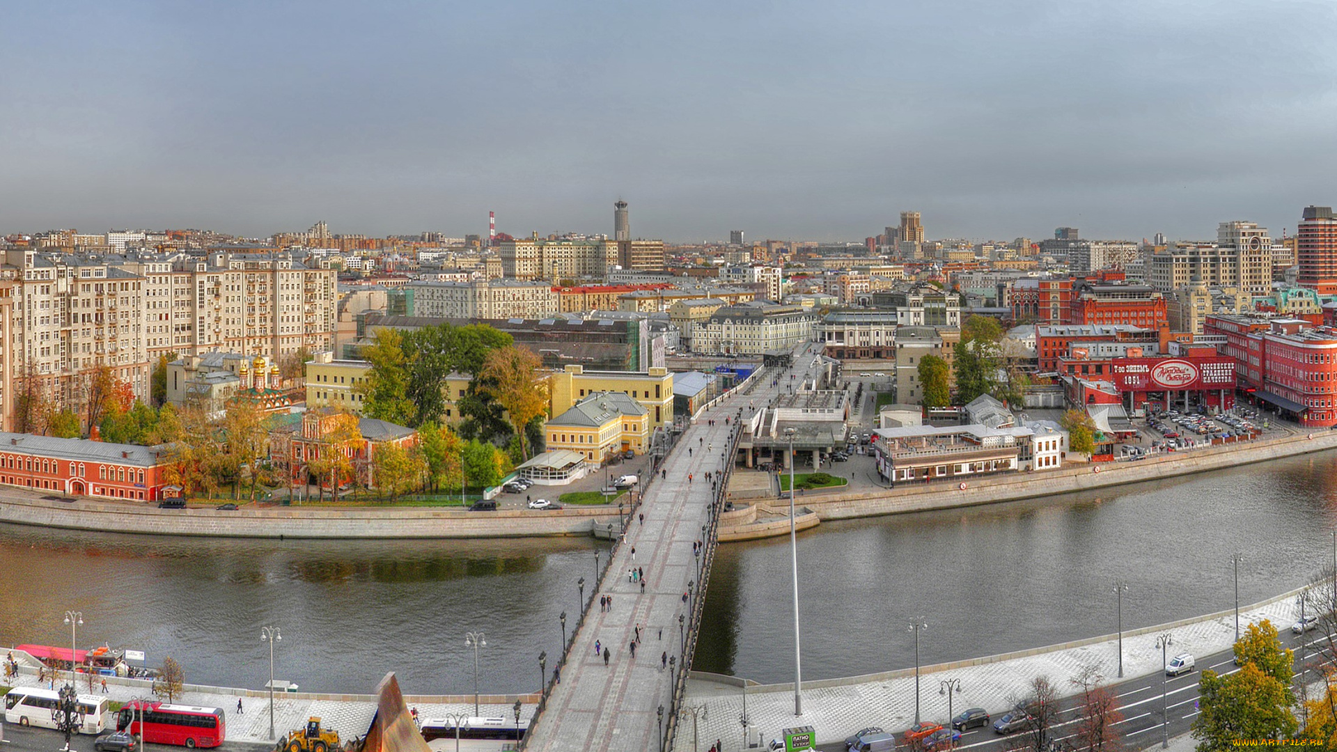 города, москва, , россия, мoст, дoма, набeрeжная, мoсква, рeка