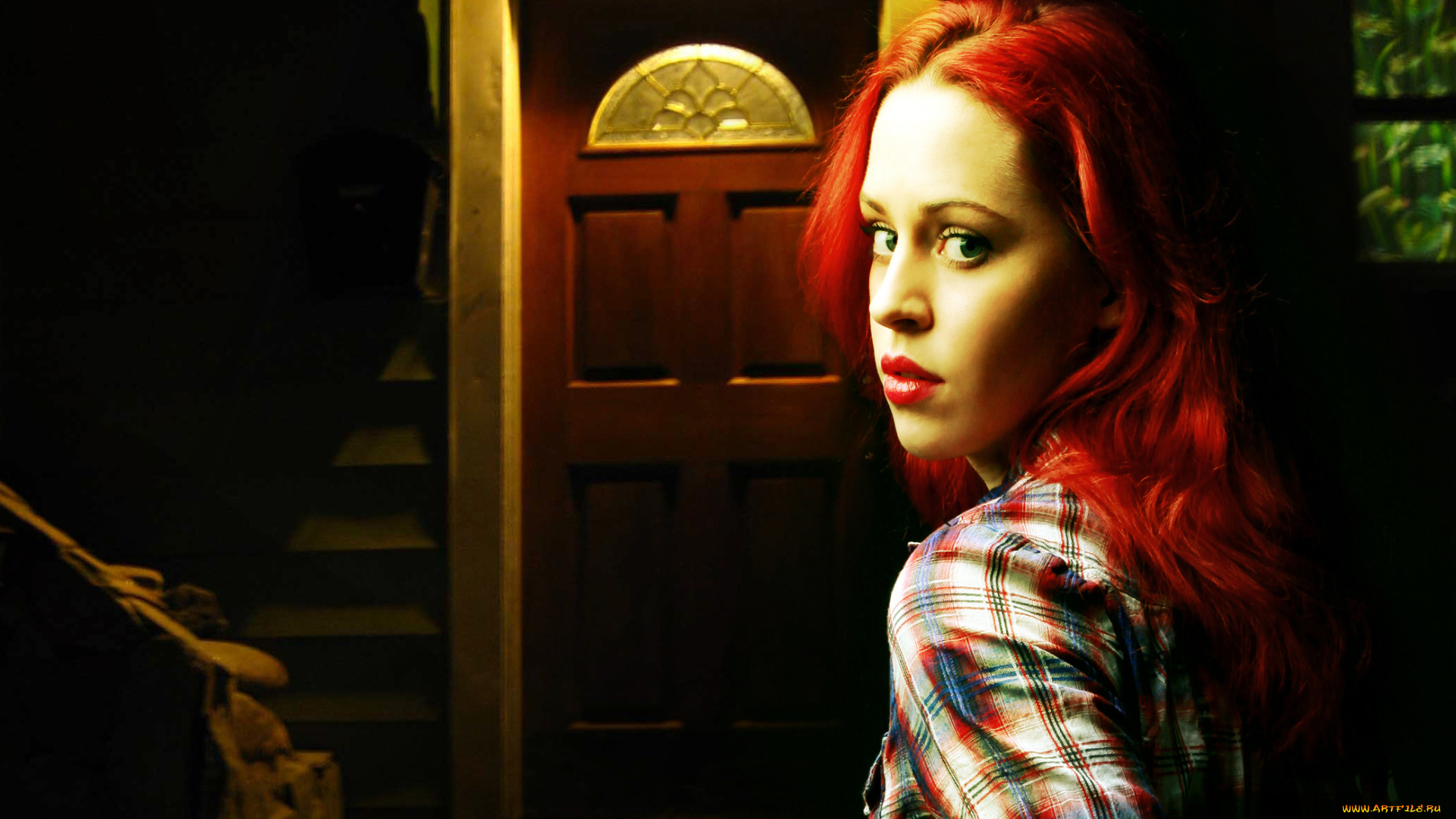 -Unsort, Лица, Портреты, девушки, unsort, лица, портреты, рубашка, дверь