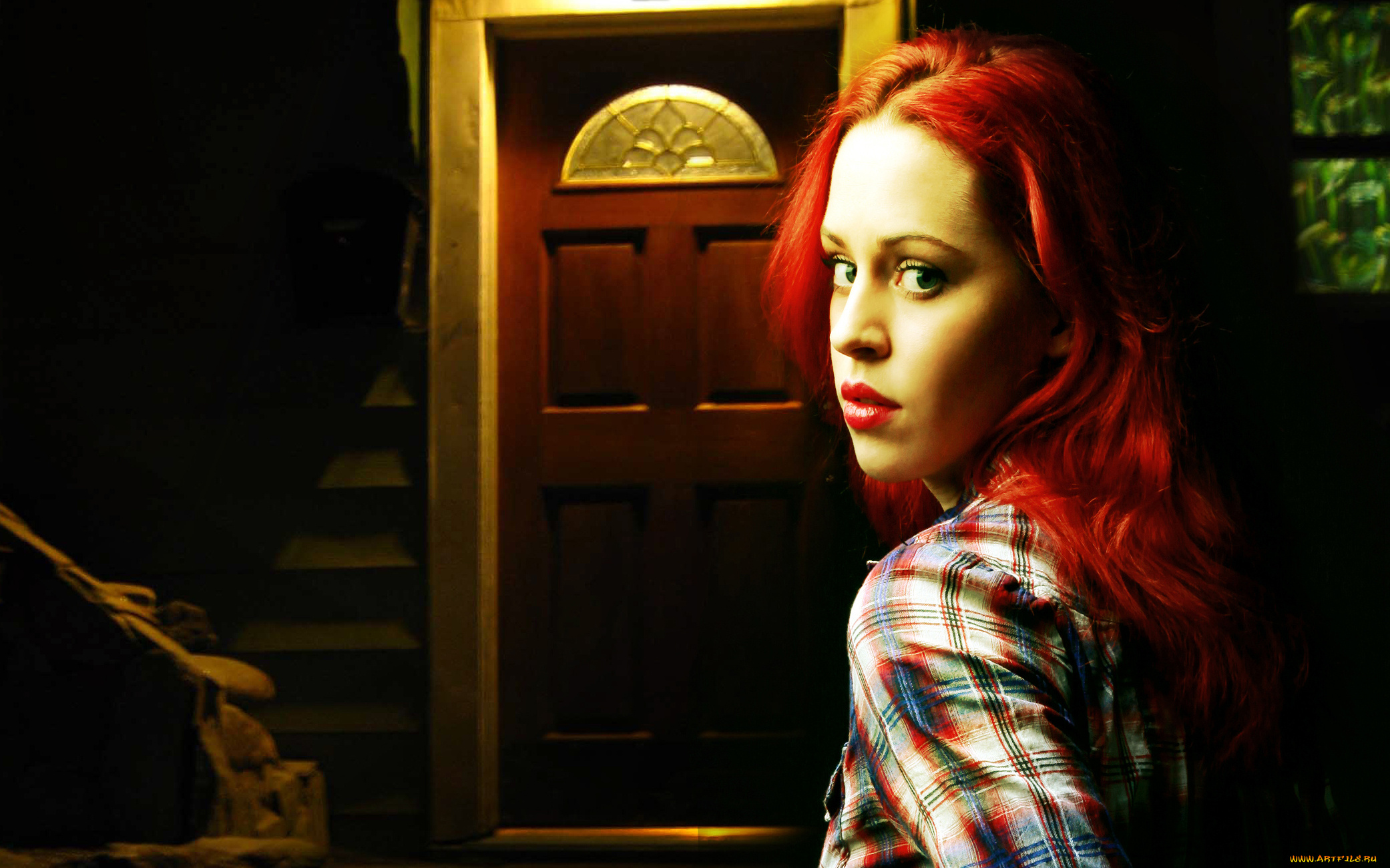 -Unsort, Лица, Портреты, девушки, unsort, лица, портреты, рубашка, дверь
