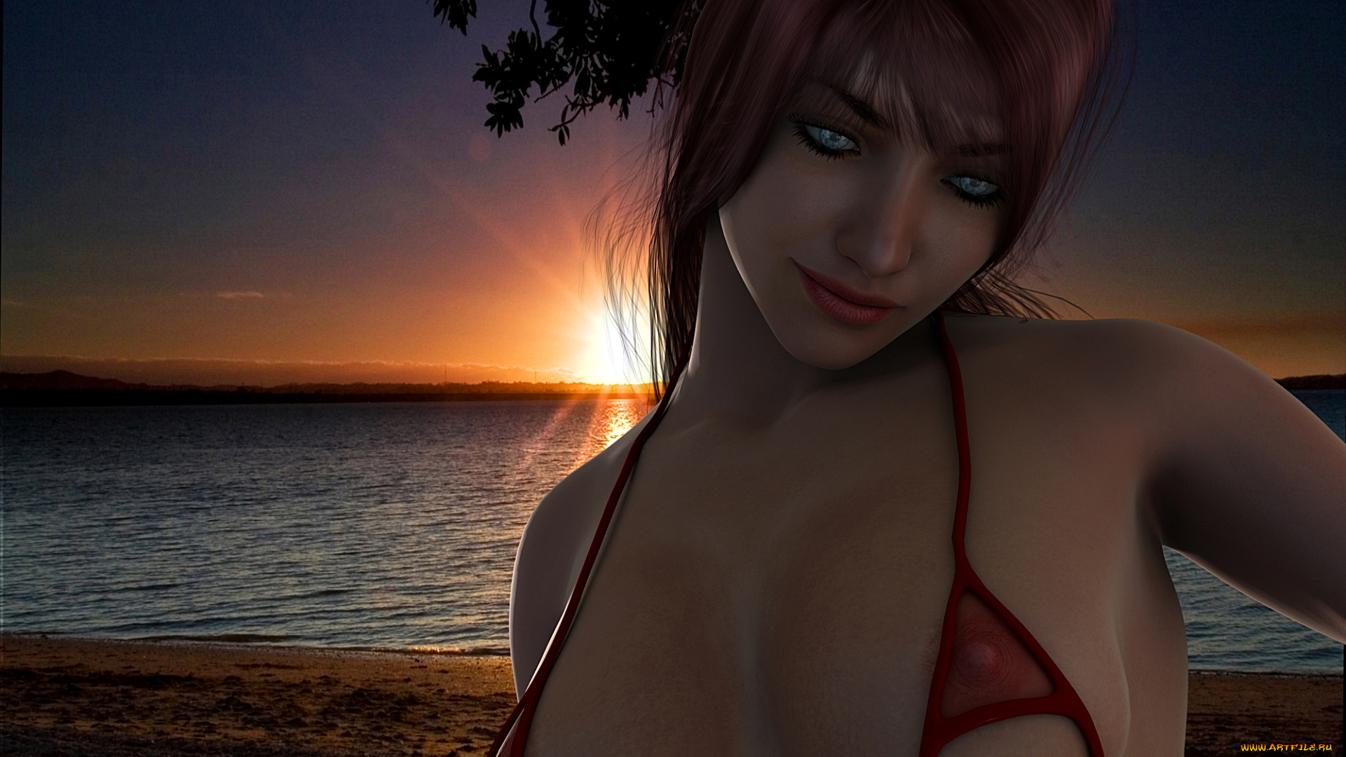 3д, графика, people, , люди, закат, девушка