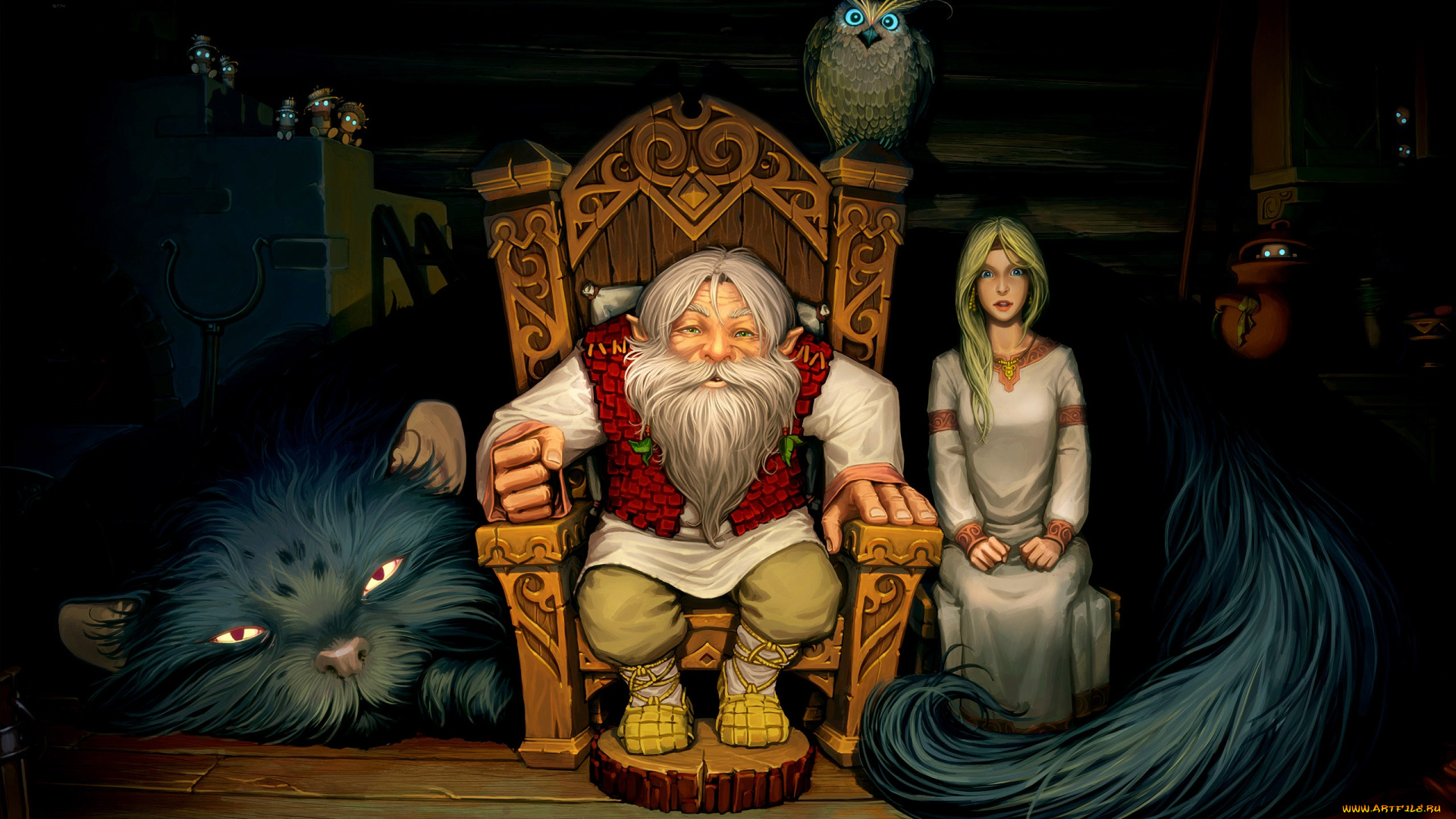 andrey, lazarev, фэнтези, люди, сова, кот, внучка, дед, andrey, lazarev
