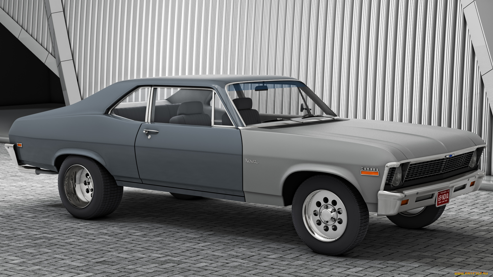 автомобили, 3д, chevrolet, 1969