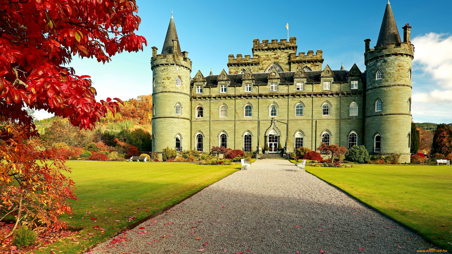 inveraray, castle, , scotland, города, -, дворцы, , замки, , крепости, замок, инверари, осень