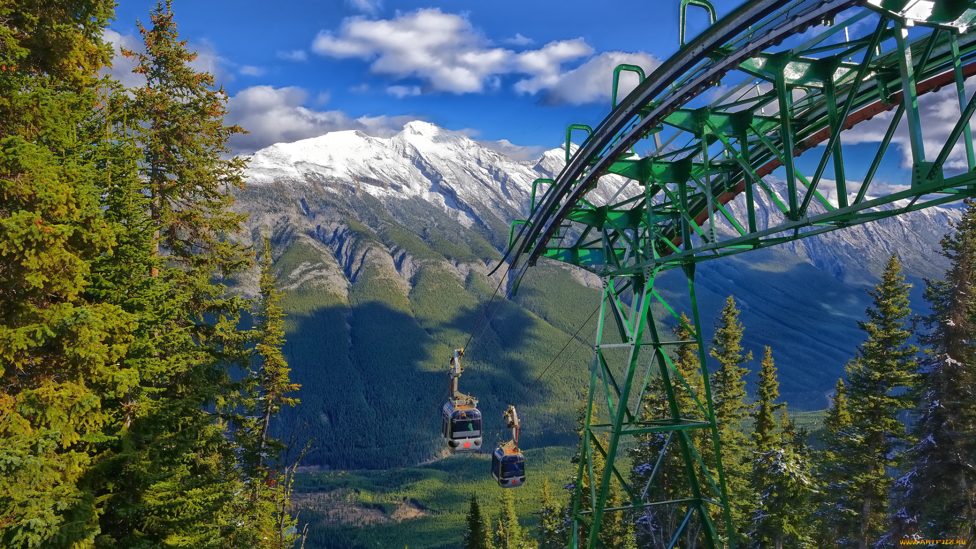 природа, горы, фуникулер, лес