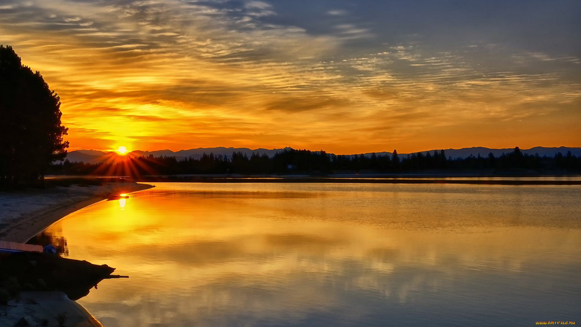 природа, восходы, закаты, заря, тучи, река