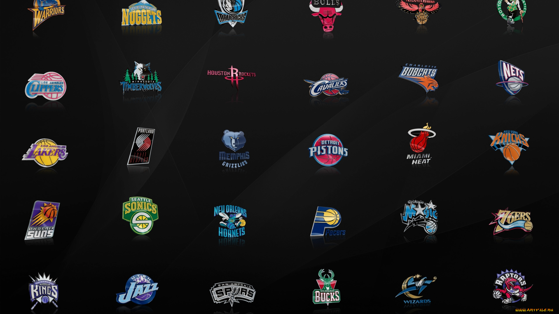 спорт, эмблемы, клубов, clippers, mavericks, hawks, knicks, pistons, grizzlies, trailblazers, bulls, rockets, cavaliers, timber, wolves, celtics, lakers, nets, wizards, bucks, spurs, jazz, kings, seventy, sixers, magic, pacers, bobcats, suns, hornets, supersonics