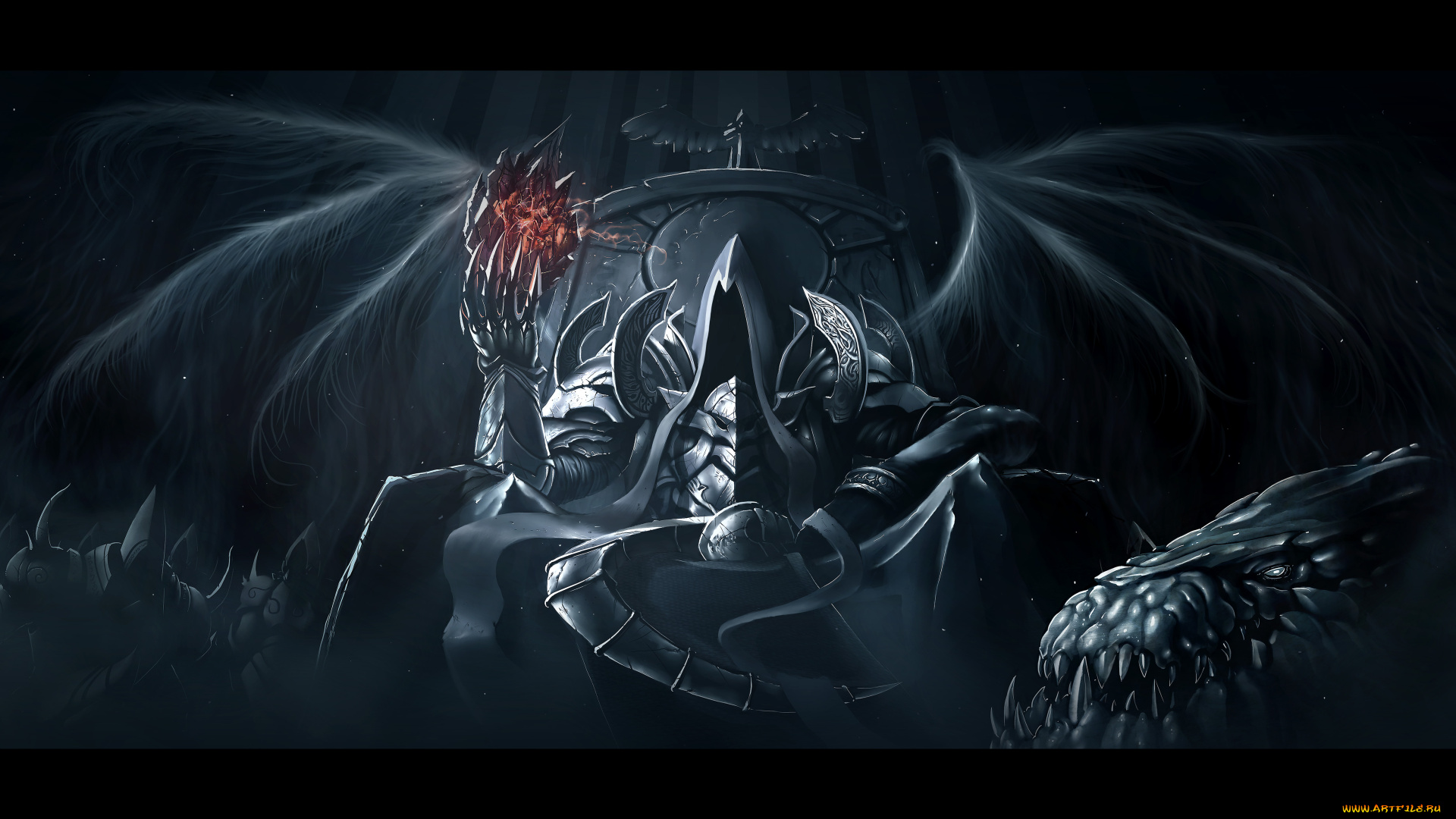 видео, игры, diablo, iii, , reaper, of, souls, монстр, мрачно, крылья, серп, дьявол, трон